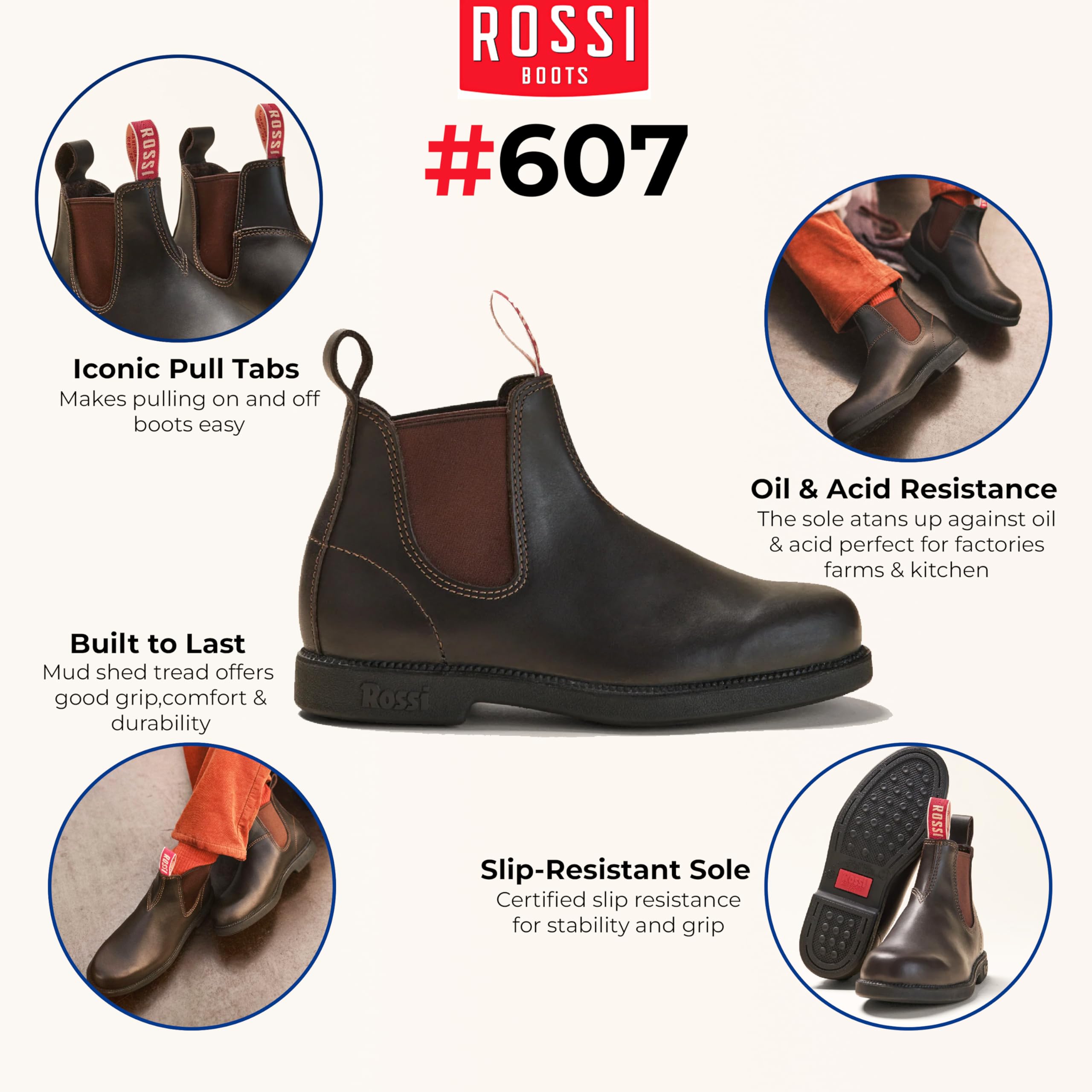Rossi Booma 607 Leder Chelsea Australische Unisex Stiefeletten