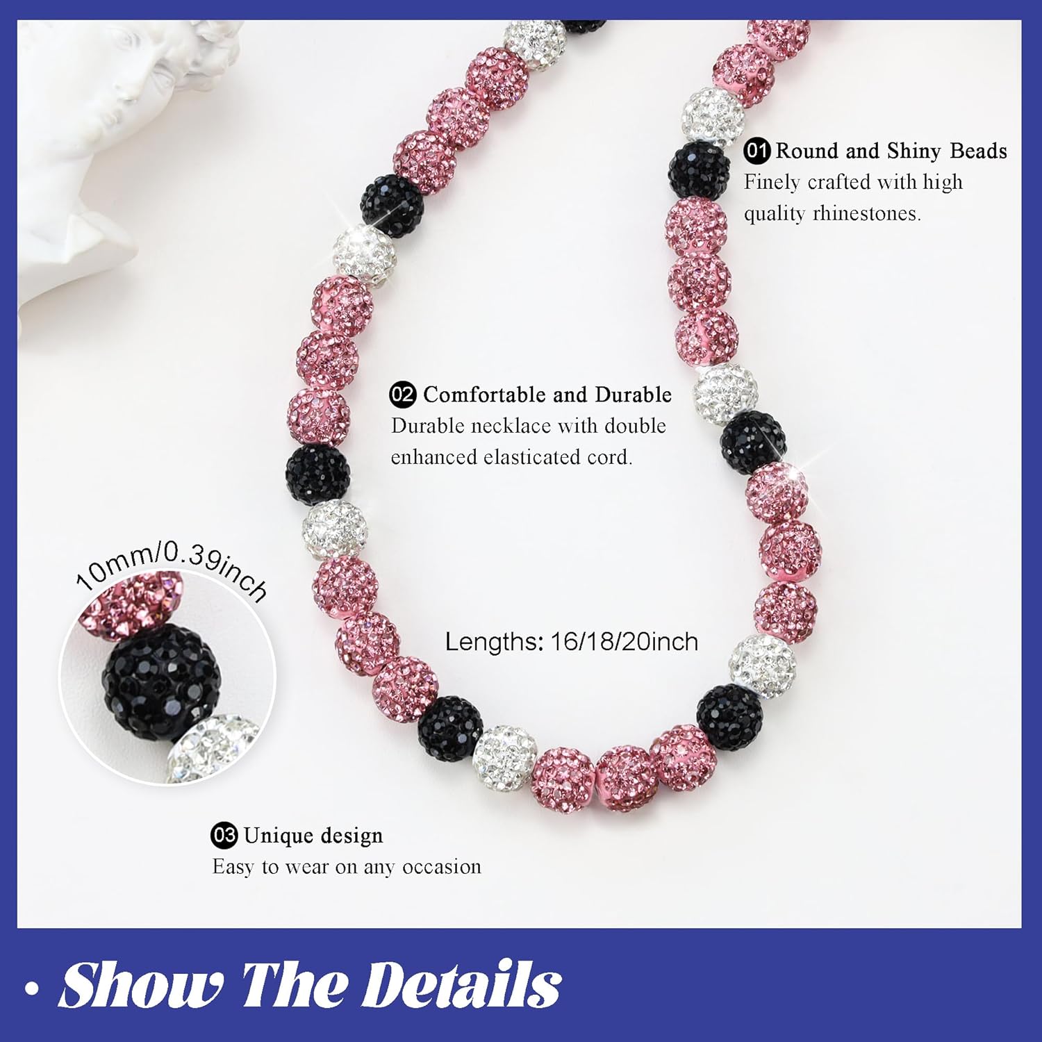 QINJIEJIE Baseball Necklaces Beads for Men, 16/18 in Bling Diamond Rhinestone Chain Baseball Drip Accessories, Ice Collection Necklace Gifts Jewwlry for Men Team Lovers - Image 6