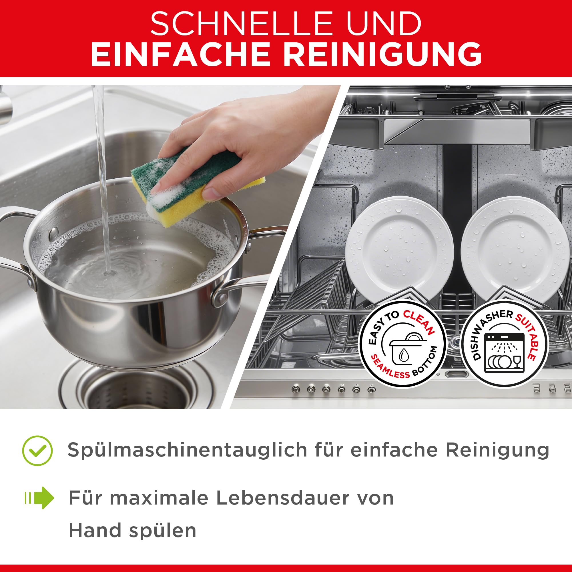KUHN RIKON ALLROUND Kochtopf 2,3l, 18cm, für alle Herdarten inkl. Induktion, Edelstahltopf mit Glasdeckel, Backofentauglich, Optimale Wärmespeicherung und -verteilung, Spülmaschinentauglich