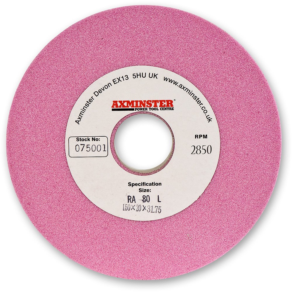 Axminster Pink Grinding Wheel - 150 x 20mm x 31.75mm(1.1/4") x 80G