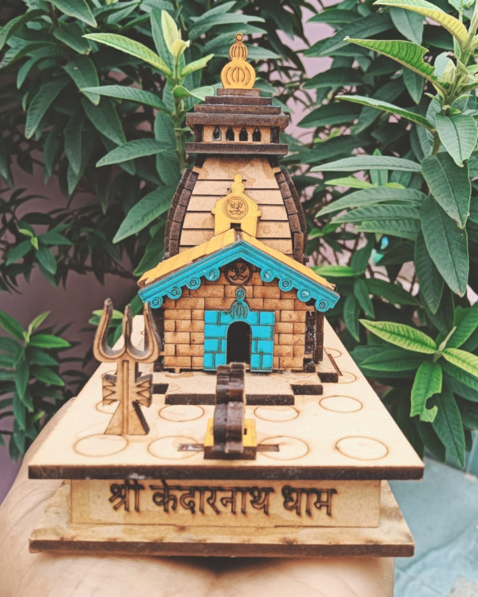 ANI DIVINE Hand Carved 3D Colored Kedarnath Temple Small Size | Shree Kedar dham ji Temple Decorative Showpiece for Car Dashboard
