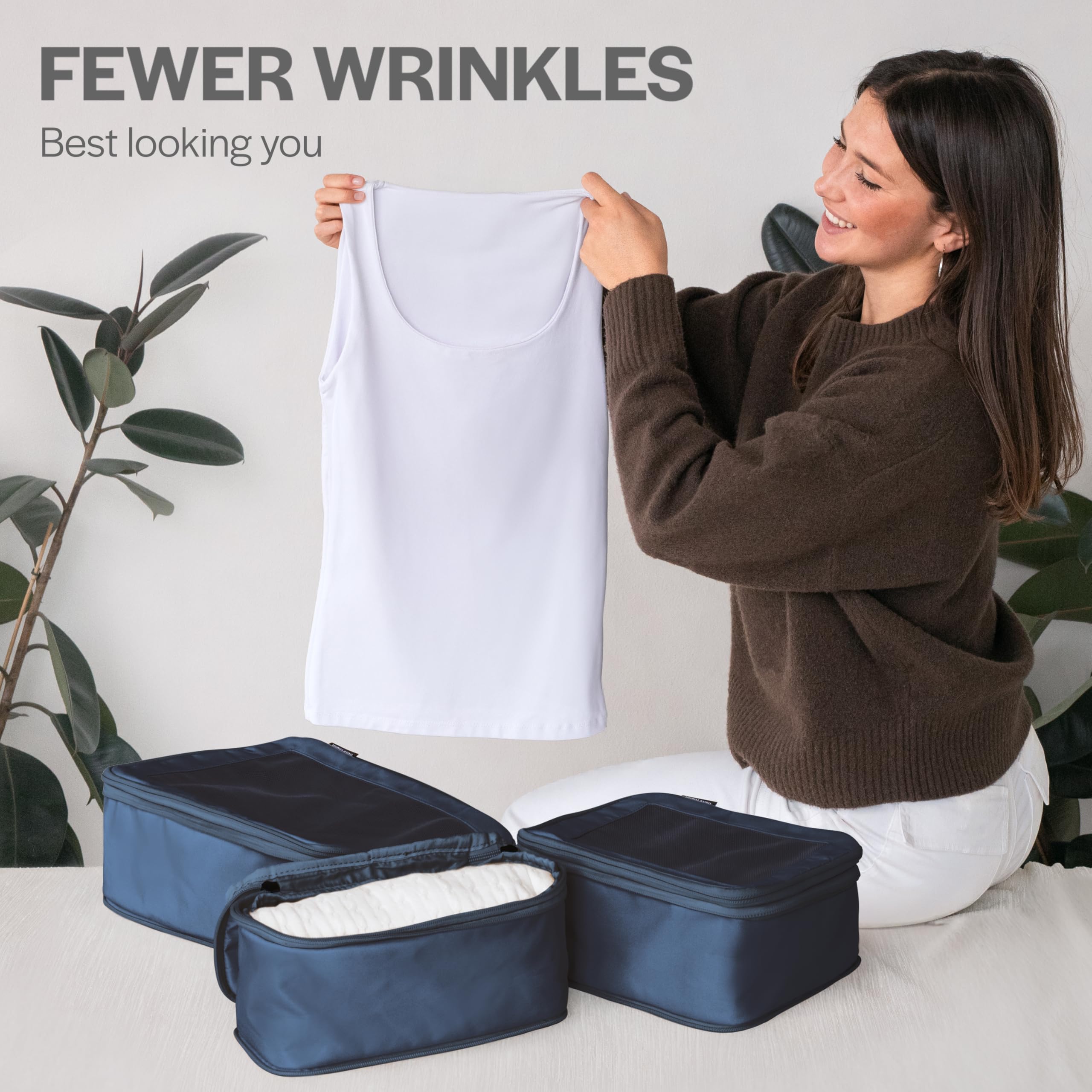 Aerotrunk Compression Packing Cubes for Travel - Luggage Organizer Bags - Double Zipper Packing Cubes for Suitcases (6-Pack, Dark Grey)