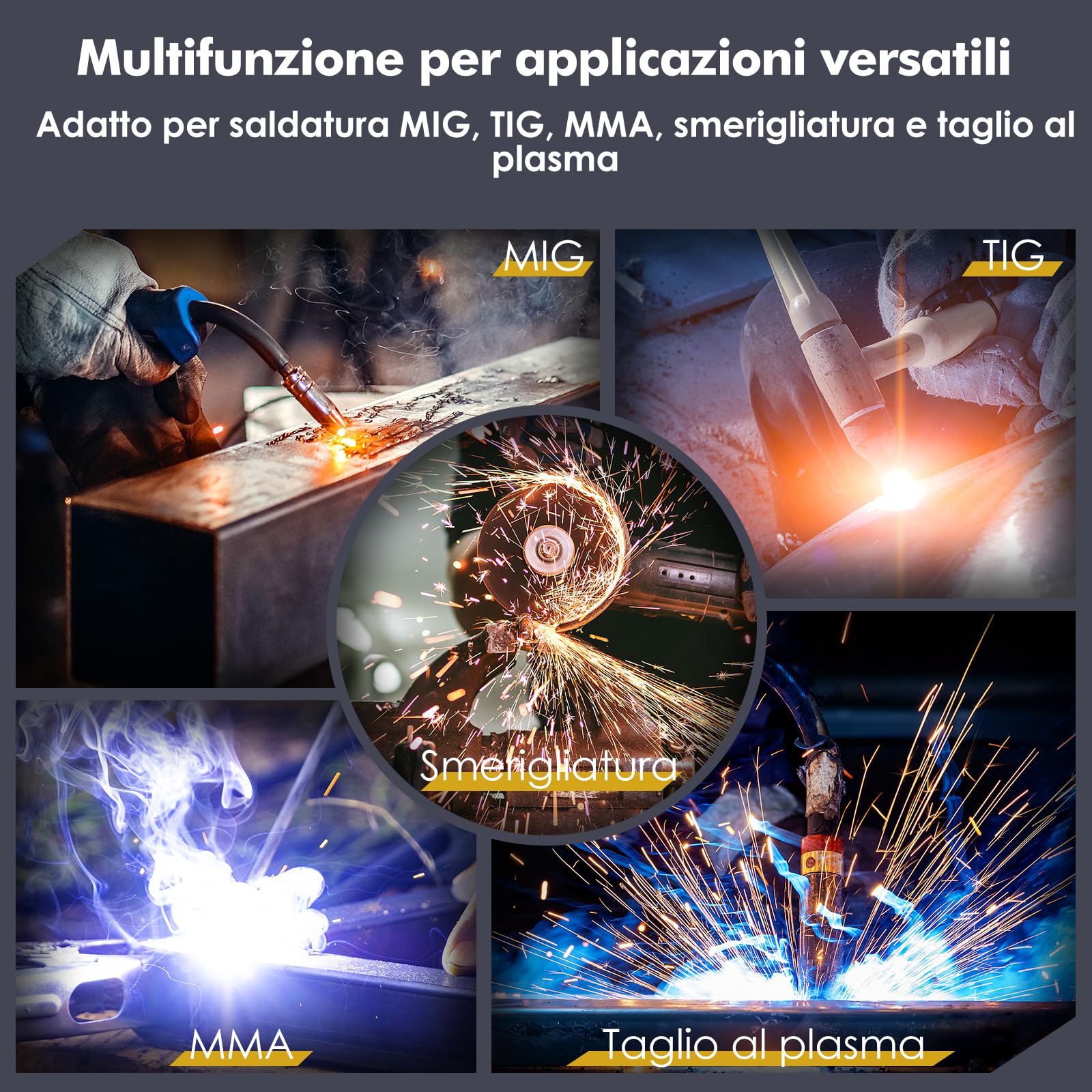 Maschera Saldatura Autoscurante 0,1 ms di oscuramento automatico ultra rapido, True-Color, 100×82 mm, solare batteria, DIN 4/5-9/9-13, Casco Saldatura MIG TIG MMA ARC Smerigliatura H21