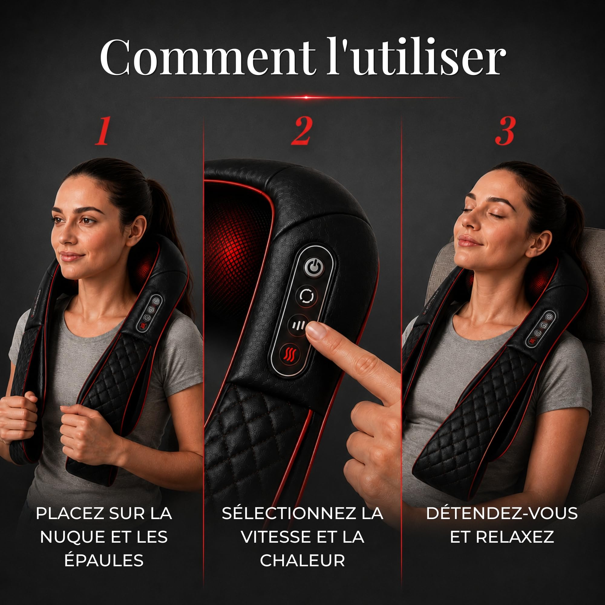 Essy Masseur Cervical Chauffant Shiatsu Nuque, Épaules, Dos & Corps | Cadeau massage femmes & hommes pour muscles détendus