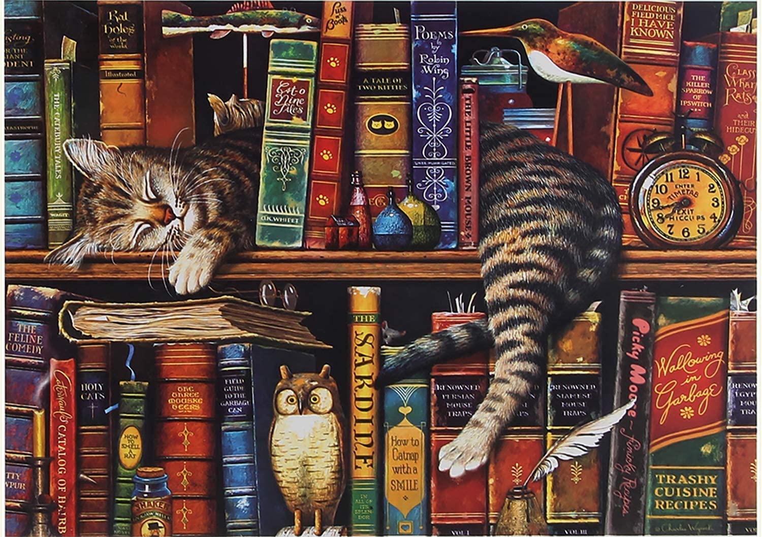 yoofun Puzzles for Adults - Jigsaw Puzzles 1000 Pieces - Bookshelf Cat
