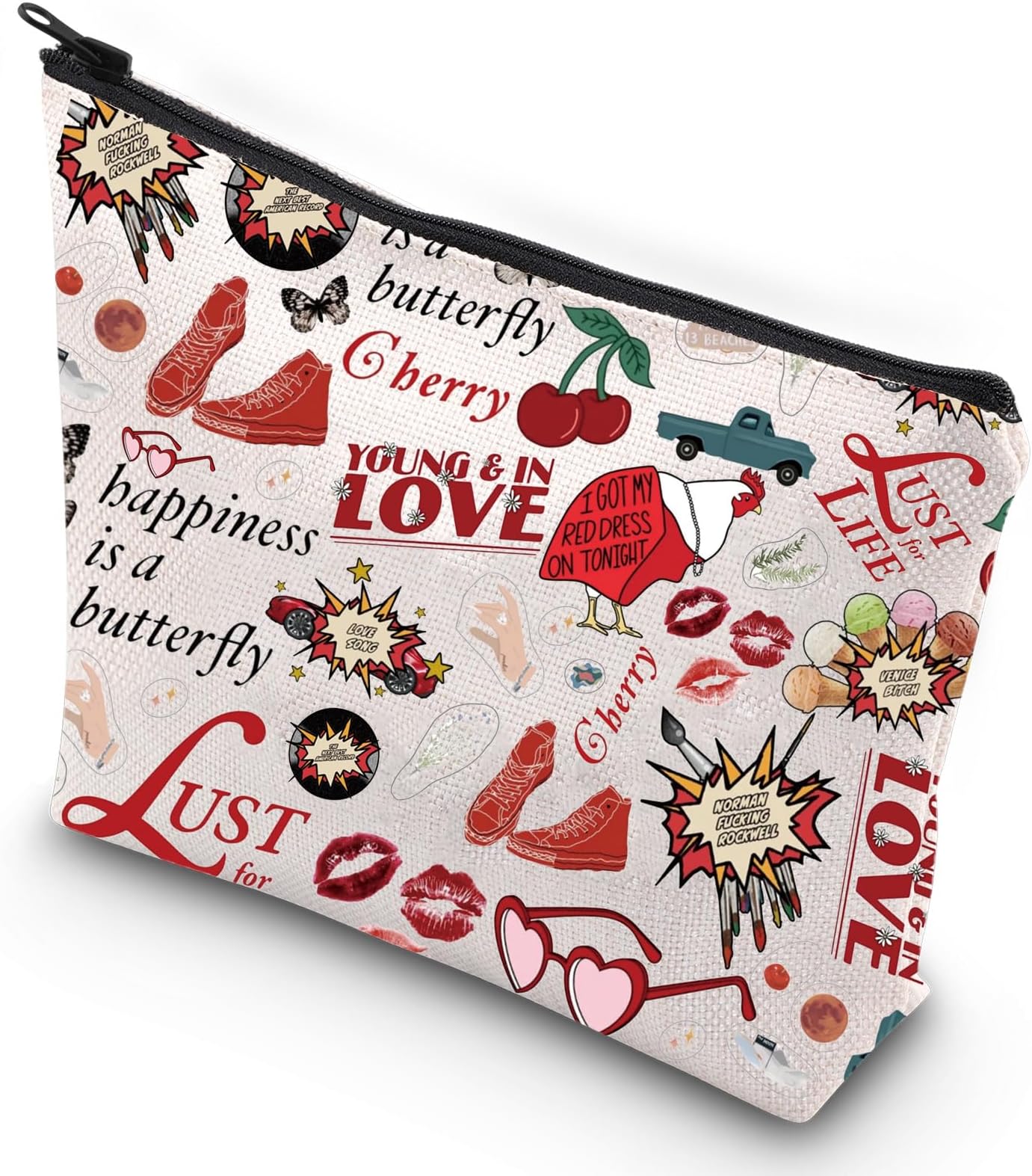 Singer Album Cosmetic Makeup Bag Music Lover Gift Song Lyrics Zipper Pouch Bag Singer Concert Merchandise (Happiness Is