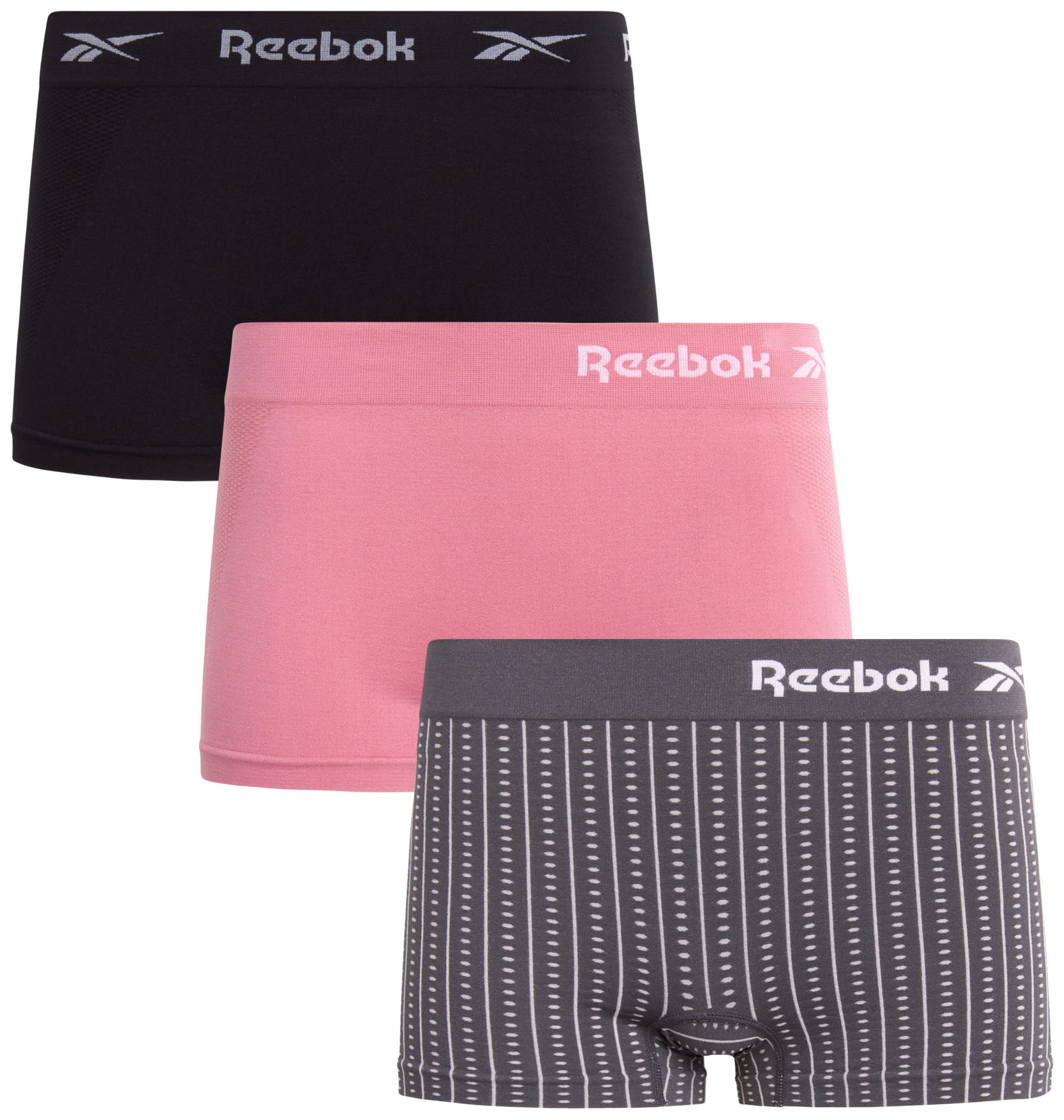 Reebok Women's Boy Shorts Underwear - 3 Pack Stretch Performance Boyshort Panties - Seamless Underwear for Women (S-XL)