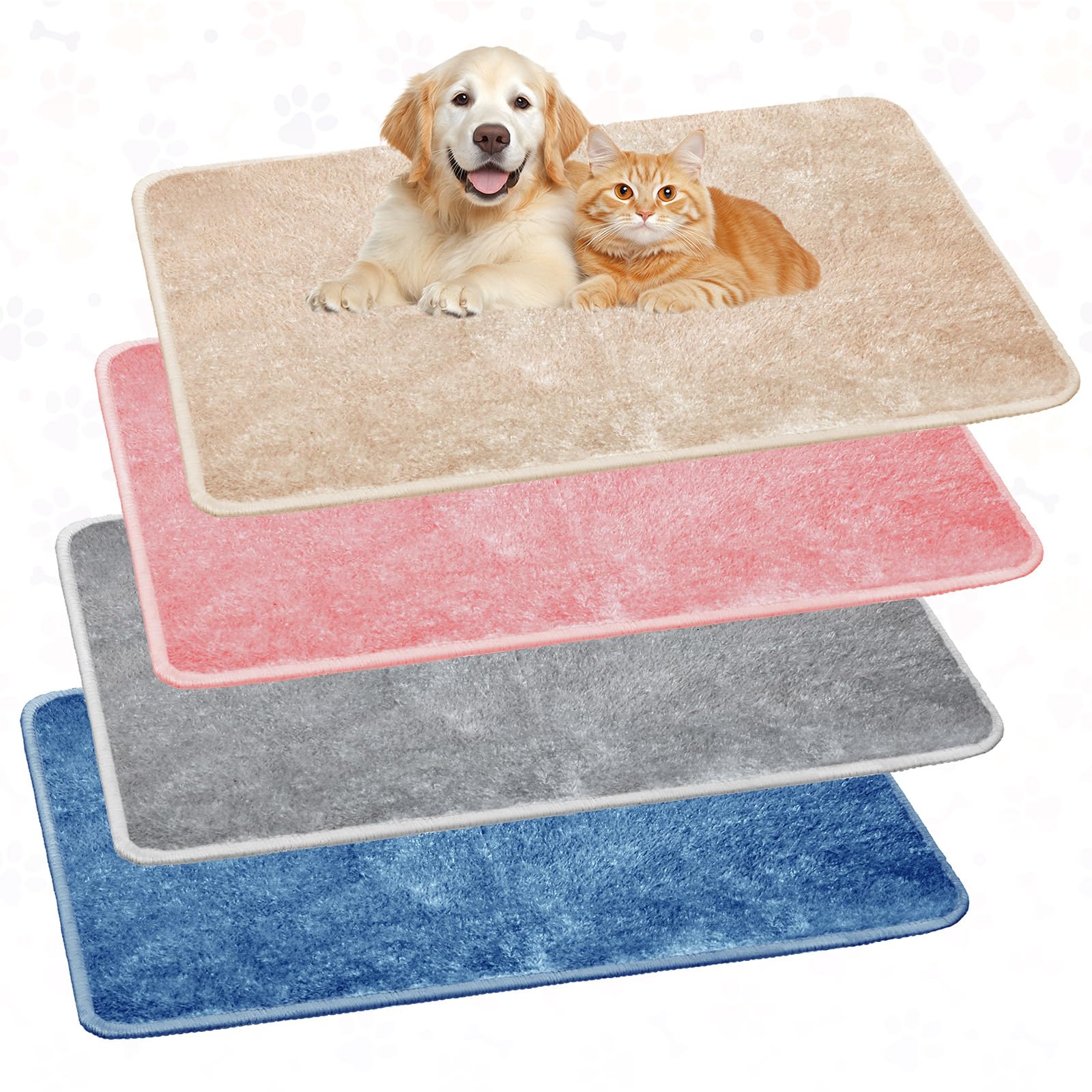 Drydiet 4 Pcs Pet Carrier Pad Travel Pet Reversible Dog Mat Replacement Liners for Travel Dog Bed Pad Washable Plush Double Sided Bed Mat for Cat