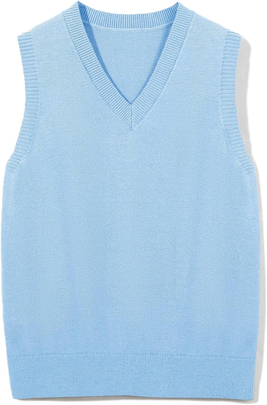 Boys Sweater Vest Kids Solid School Uniform Sleeveless Knit Sweaters Tops 5-14 Years - Image 4