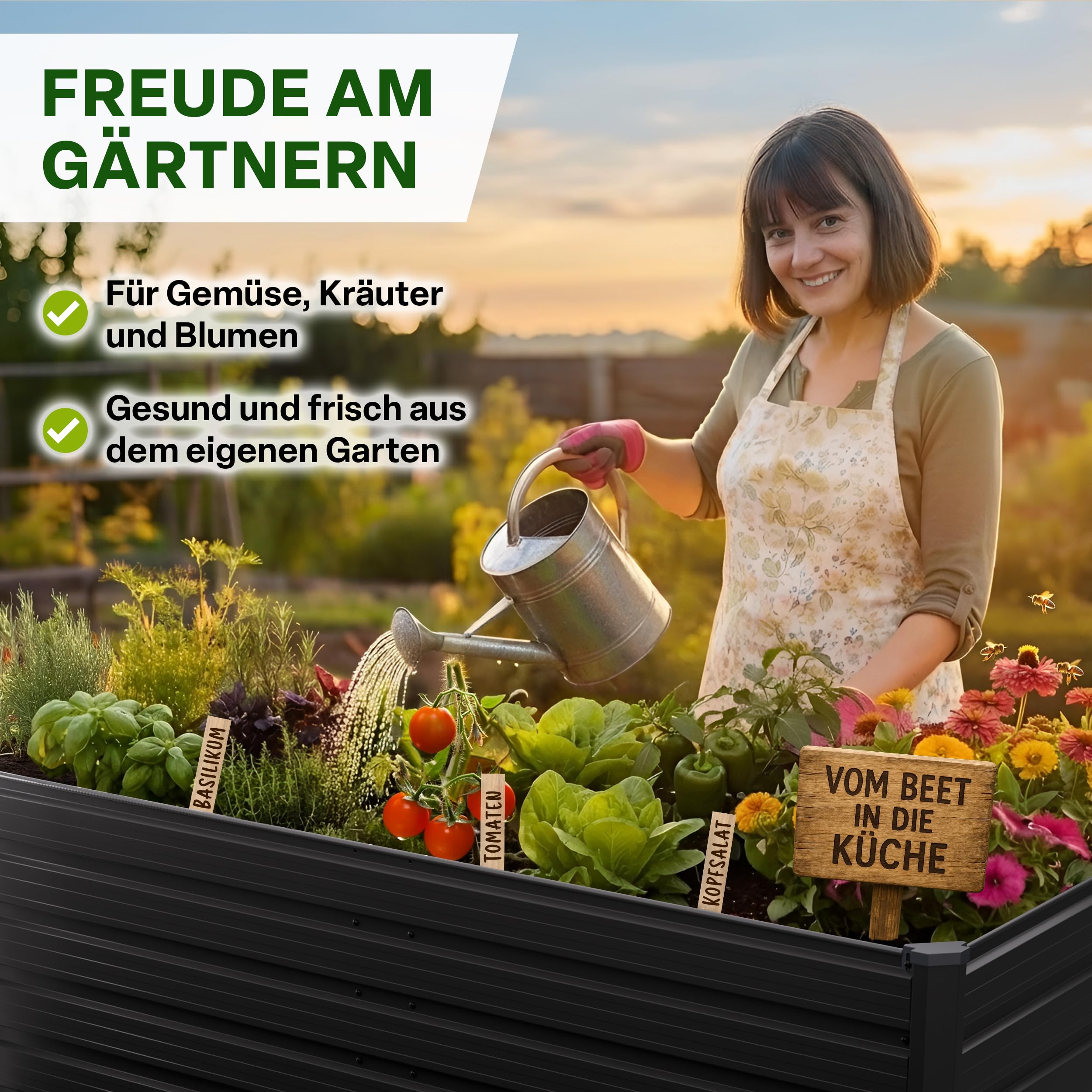 TTL GARDEN 250x90x80cm Meadow XL HIGH Metall Hochbeet Anthrazit Stahl Blech | - rostfrei verzinkt & grau lackiert rechteckige Form sehr stabil Garten Beet für Gemüse Kräuter Blumen Garten Gemüsebeet