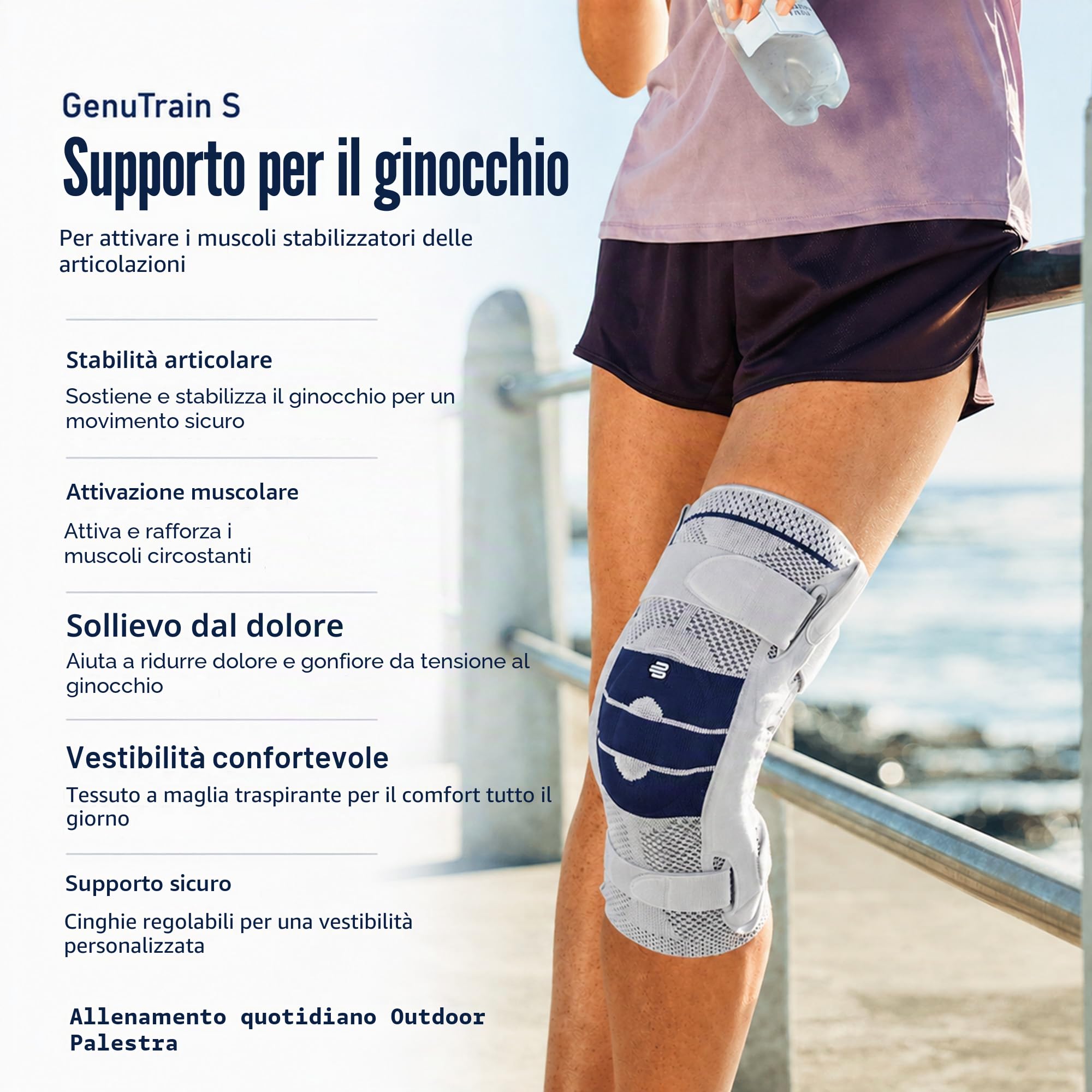 Bauerfeind GenuTrain - Ginocchiera destra, S, colore nero, 3