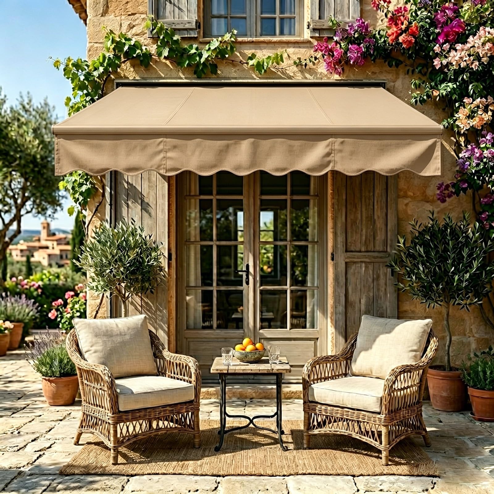 Store Retractable Exterieur，Toile De Remplacement Store Banne，Anti Chaleur Exterieur，Anti UV，Armature Non Incluse, Suitable for Patios and Shops.(Style I,13x9.8ft(3.9x2.9m))