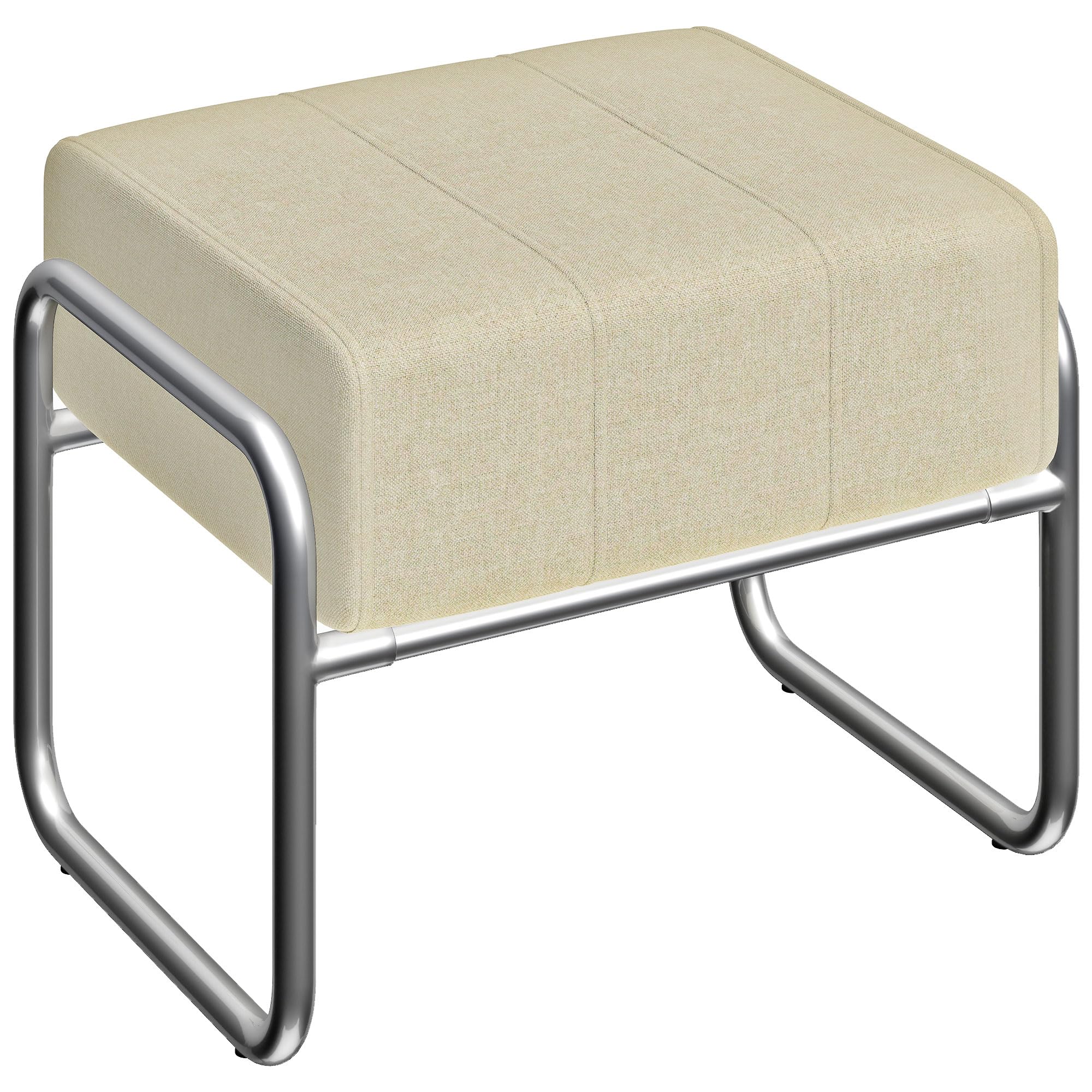 HOMCOM Fußhocker Dick Gepolstert mit Stahlbeinen Chenille-Stoff Beige