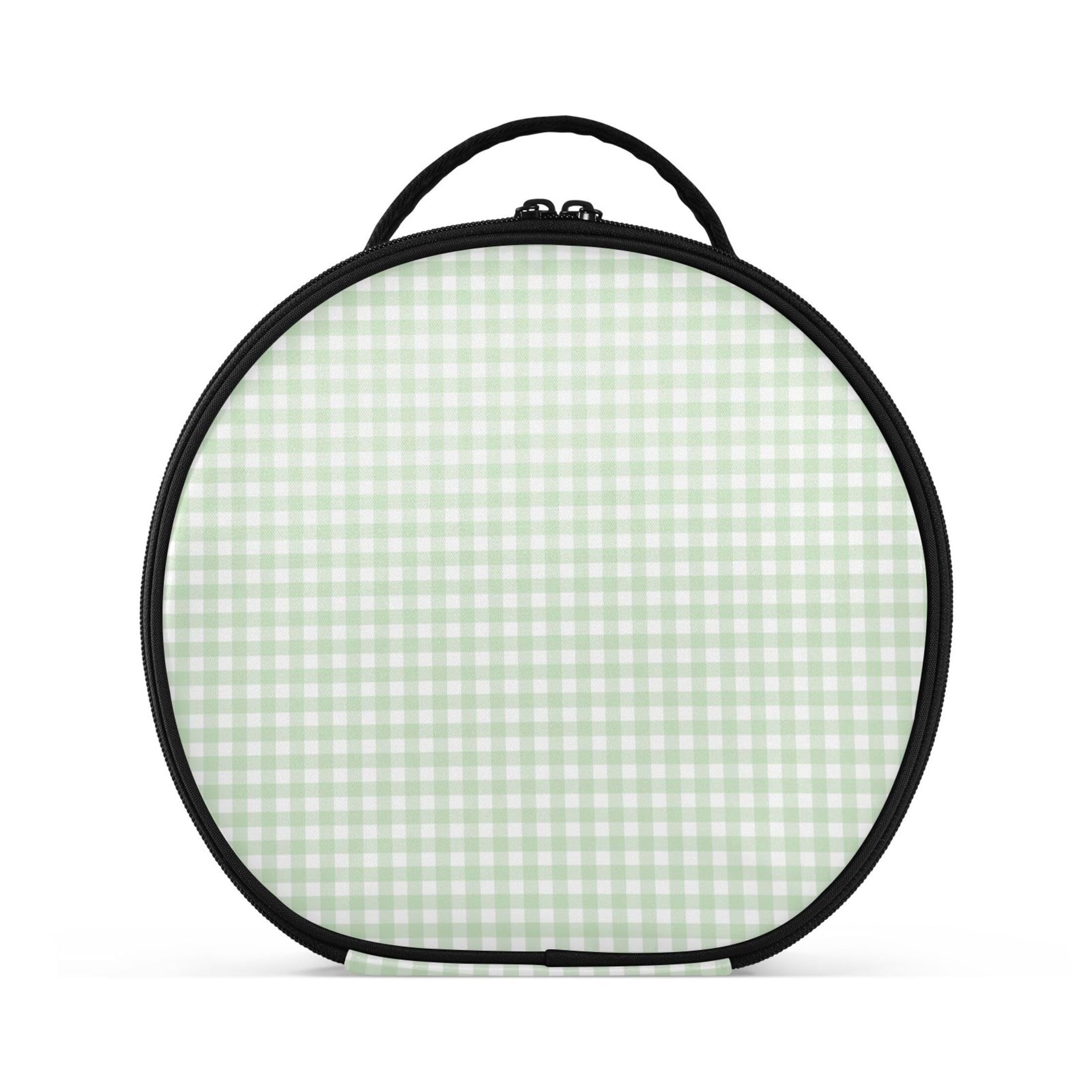 Takiito Green Gingham Checkered Travel Makeup Case Portable Makeup Box Artist Cosmetic Case Organizer With Adjustable Dividers