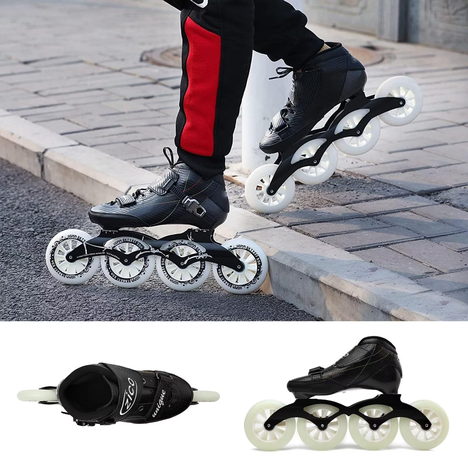 Pattini da velocità in linea professionali in fibra di carbonio a 4 ruote per uomo donna