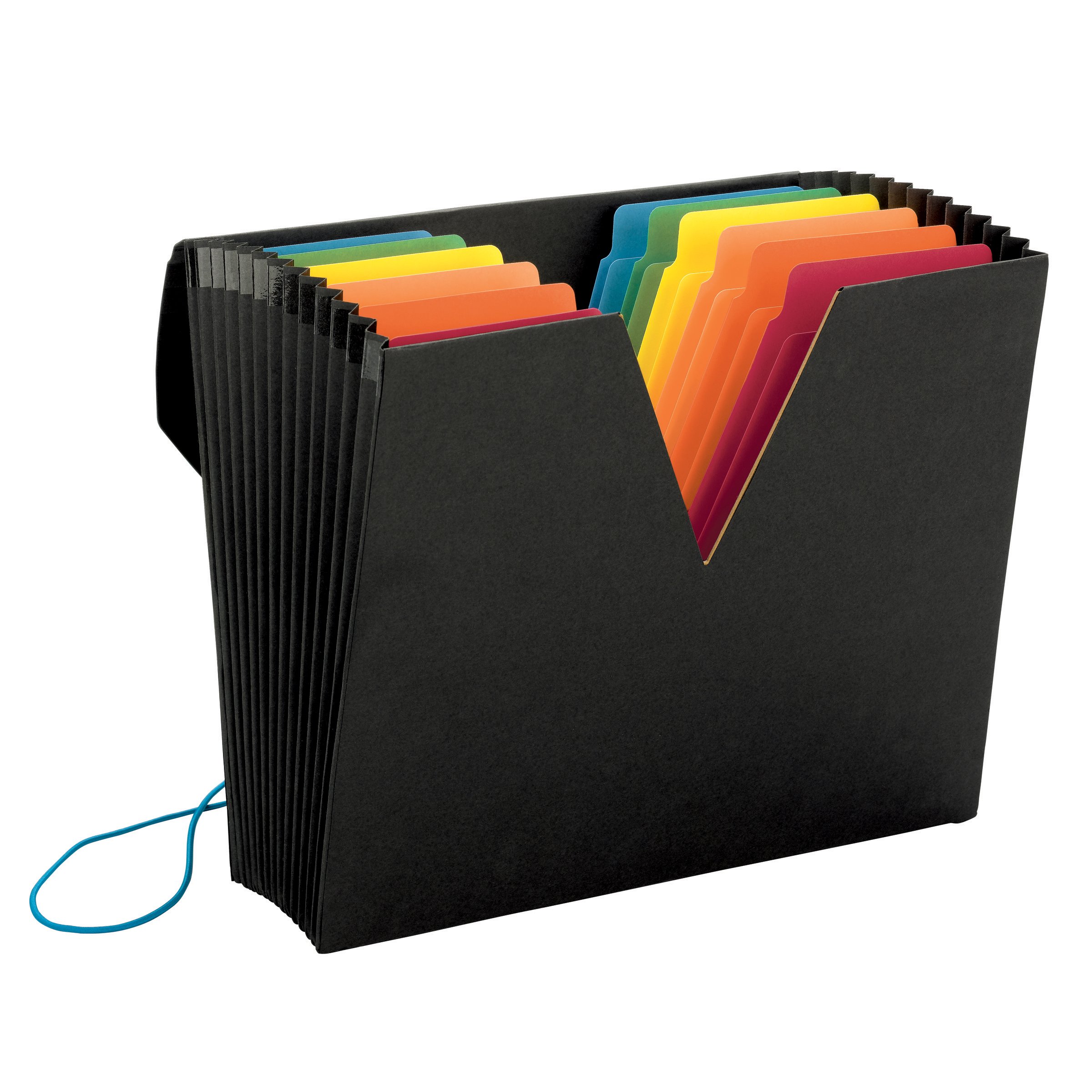 Smead Colorvue Expanding File with SuperTab, Blank Oversized Tabs, 13 Pockets, Flap and Elastic Cord Closure, Letter Size, Black (70722)