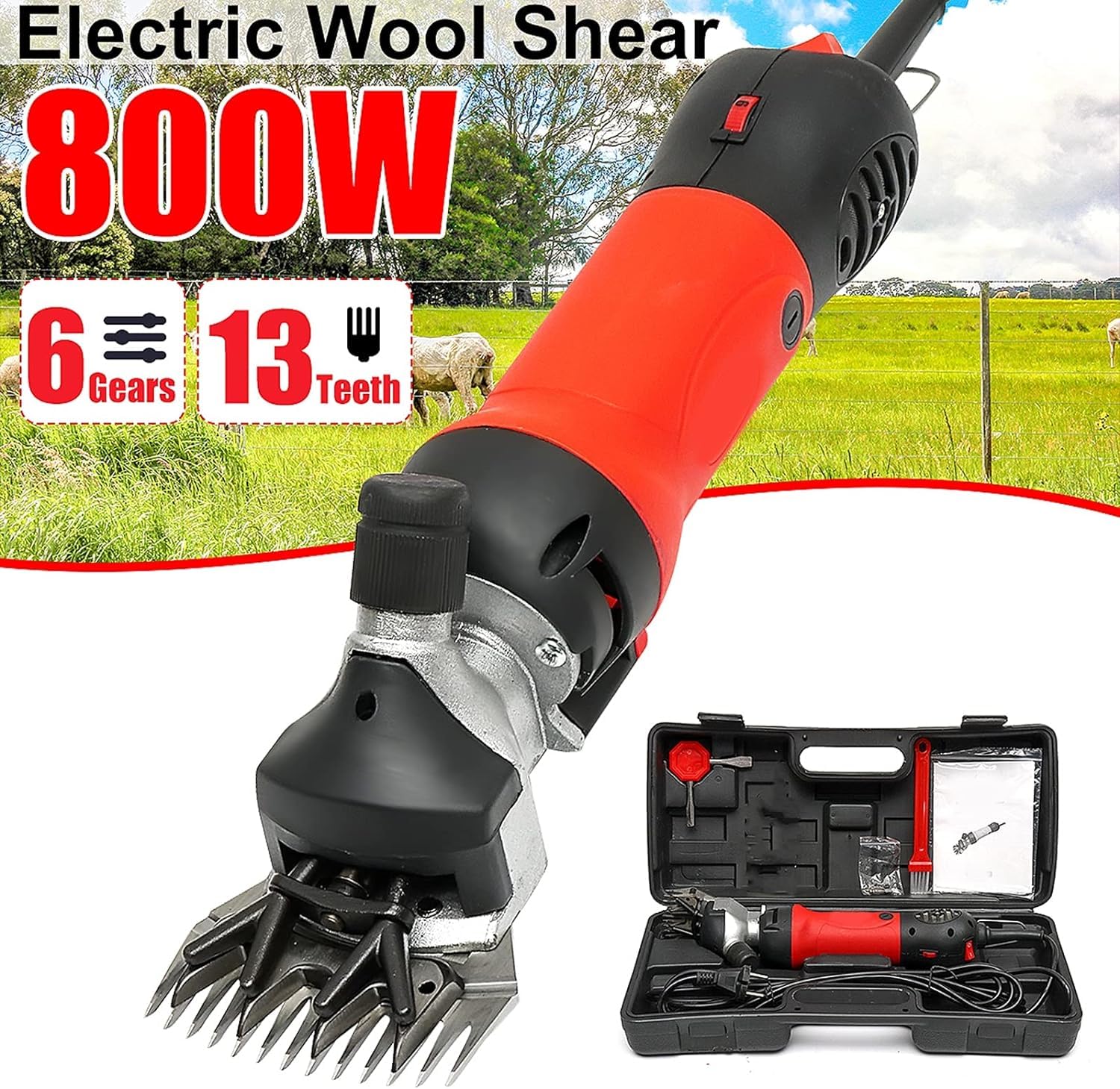 800W 220V 6 Marchas Velocidad 13 Dientes esquiladora eléctrica de ovejas Cabras cortadora cortadora de Tijeras agrícolas máquina de Corte de Lana