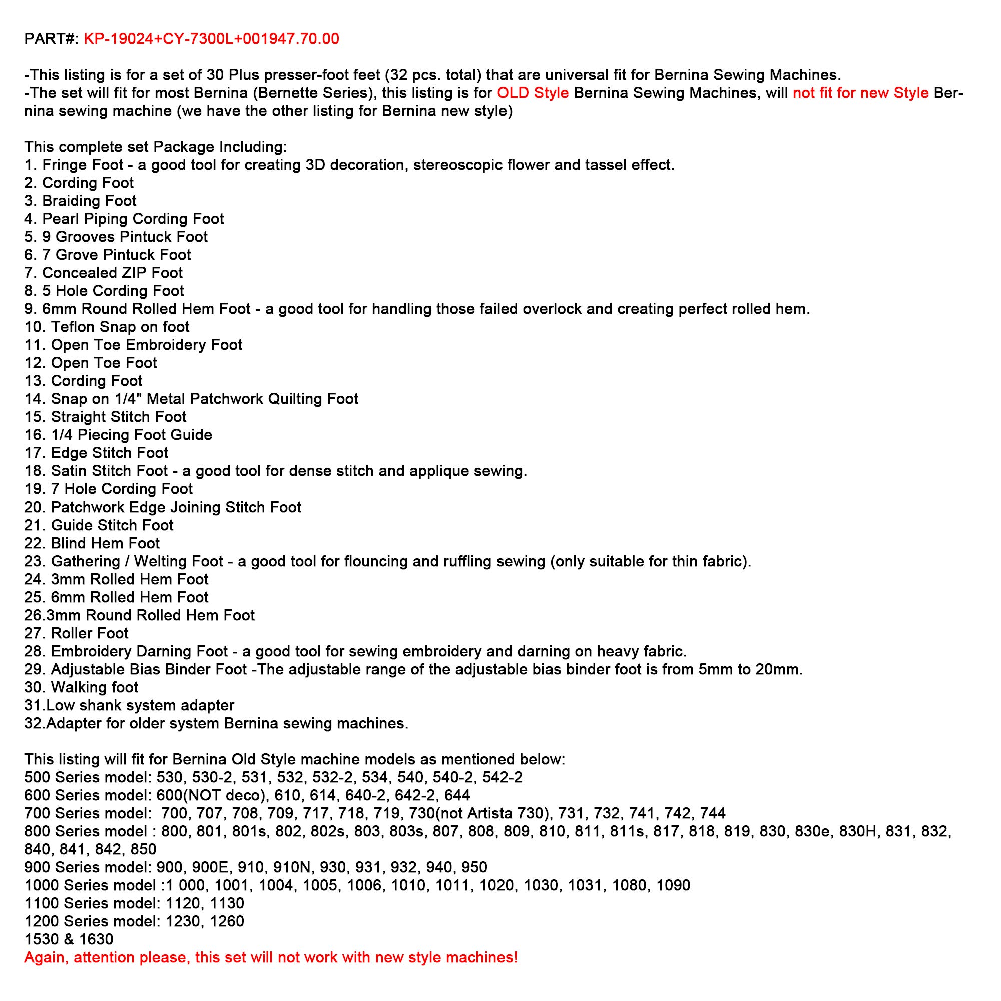 Ckpsms Brand - #KP-19024+CY-7300L+001947.70.00 Juego De