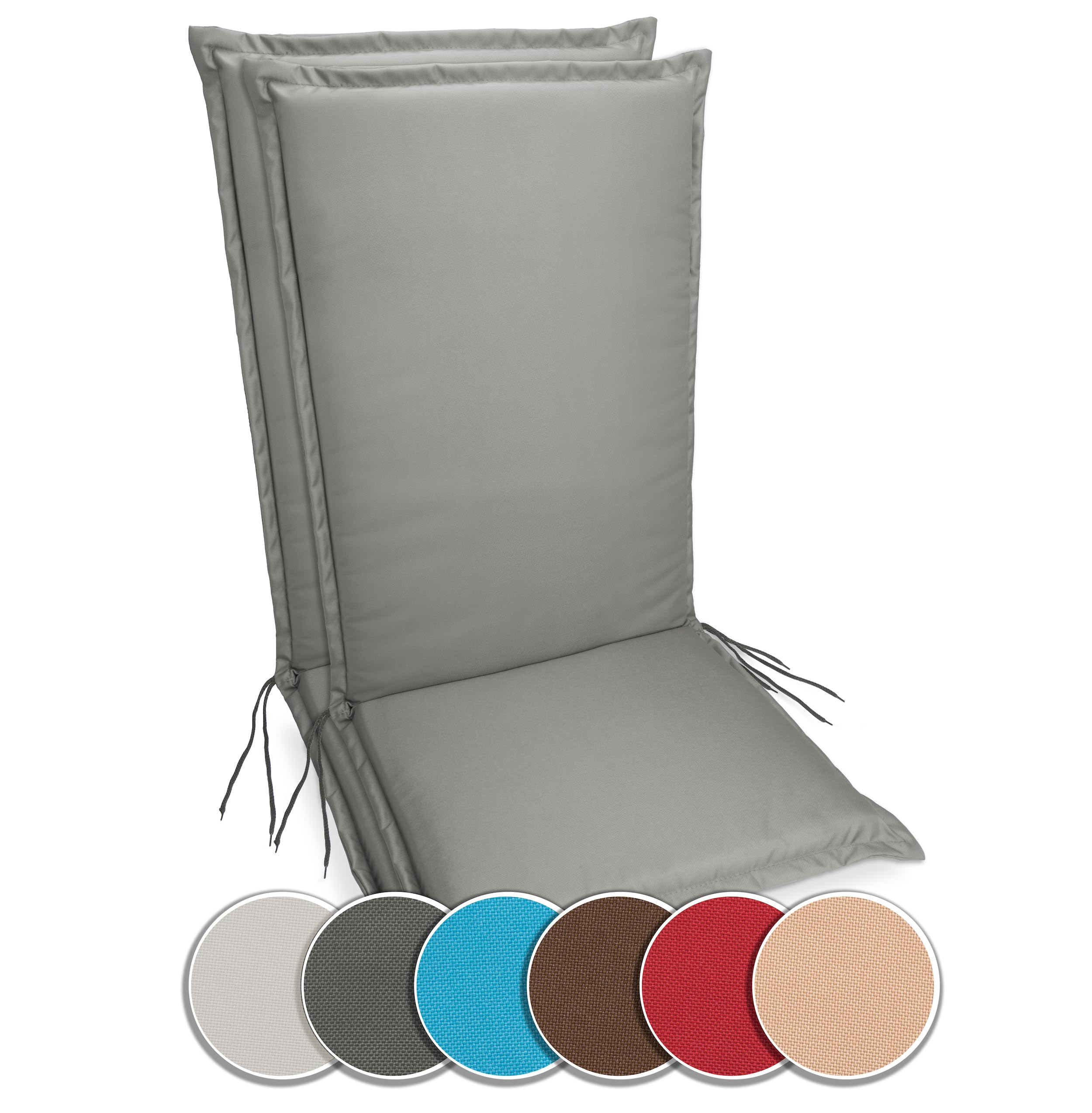 sunnypillow 2er Set Hochlehner Auflagen Wasserdicht 120 x 50 - Polsterauflage extra Dicke 9cm - Sitzauflagen für Gartenmöbel, Sitzpolster für Gartenstuhl - Sitzkissen Outdoor - Stuhlauflage Anthrazit