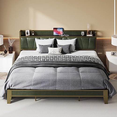 California King Bed Frame, Storage Headboard