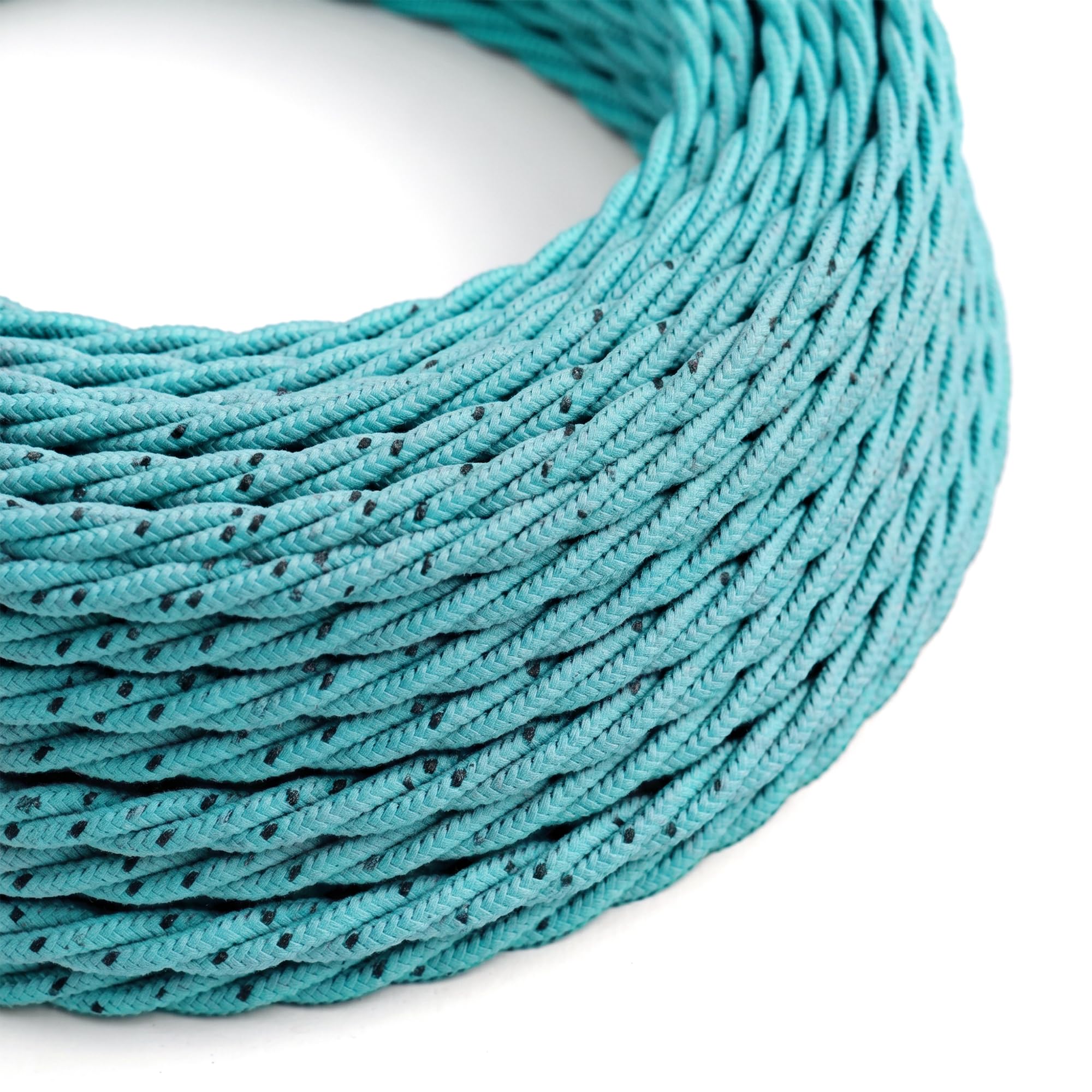DC VOLTAGE 2m 3-Core Twisted Fabric Electrical Cable Teal Black Flex Cord