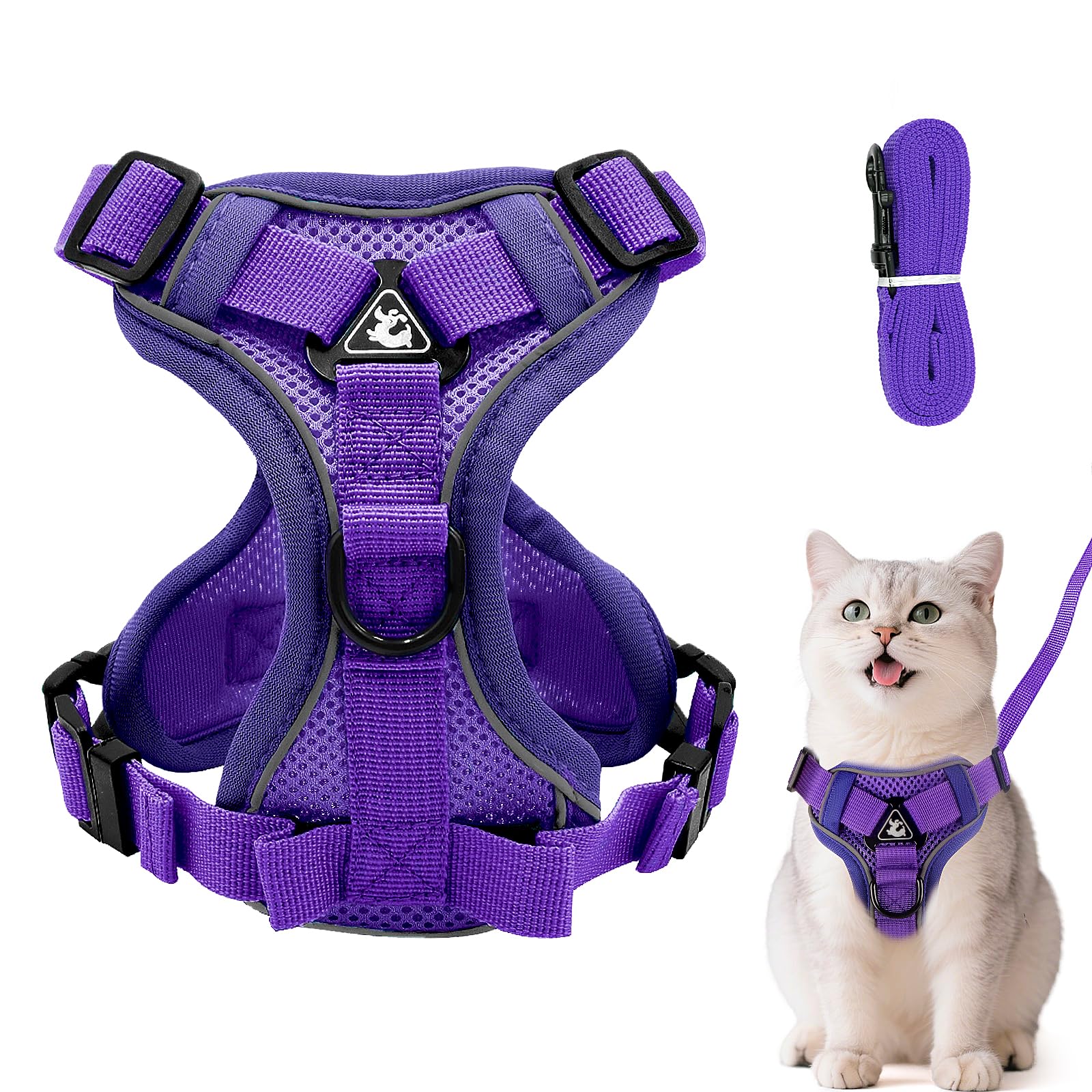 Arnés ajustable para gatos, antiescape, suave, con correa, para gatitos y perros (azul agua, L) — view 11