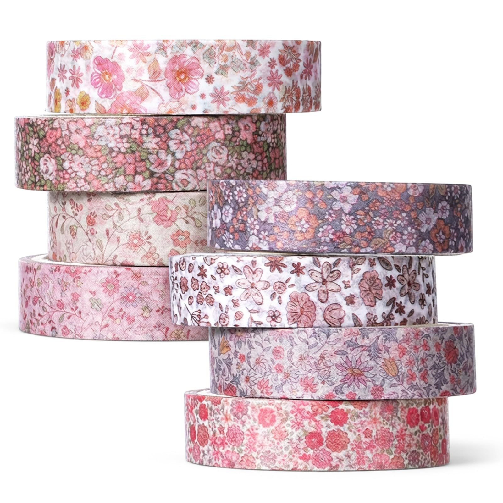 Photo 1 of Ouligay 8 Rolls Floral Washi Tape Set Thin Washi Tape Flower Masking Tape