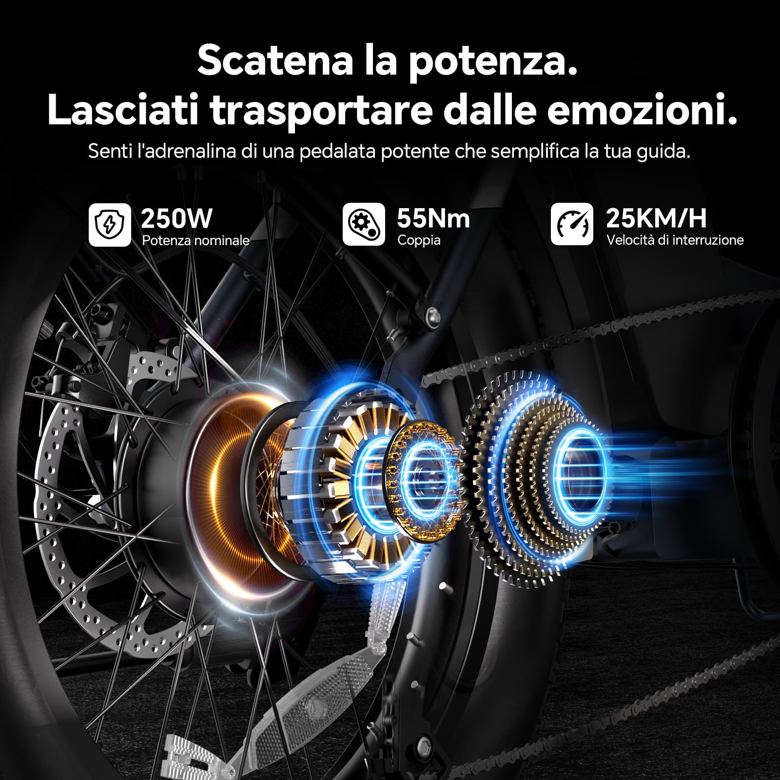 Touroll Bicicletta Elettrica, S2/S2 Pro bici elettrica pieghevole, 20"×4.0" fat bike elettrica, Autonomia 150KM, electric bike Pedalata Assistita