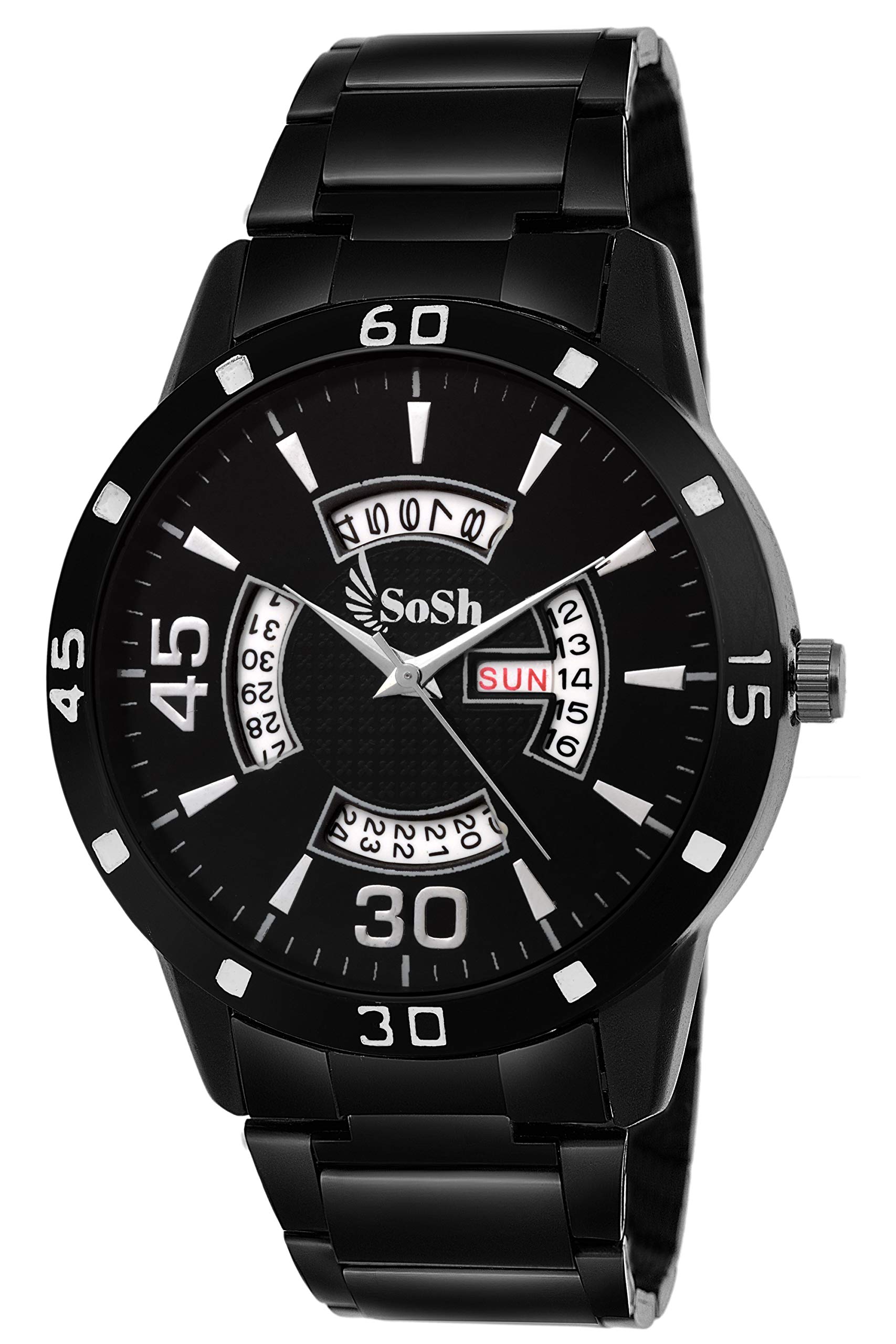 SoSh Analogue Black Dial Day Date Display Watch for Men & Boys-Black 1 (B07JF3GGMF) Amazon Price History, Amazon Price Tracker