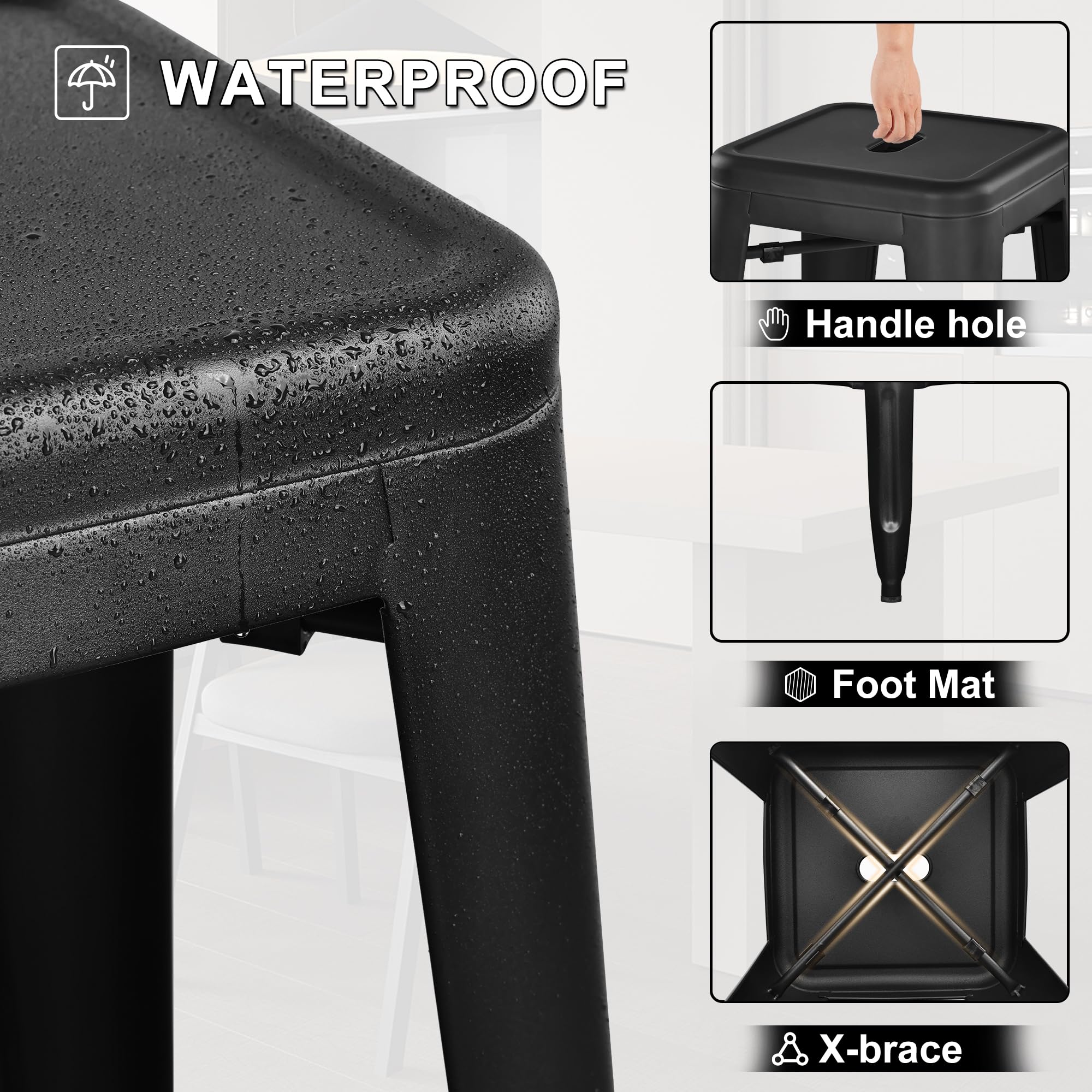 Amazon.com: Elevon 30 Inches Metal Bar Stools, High Backless