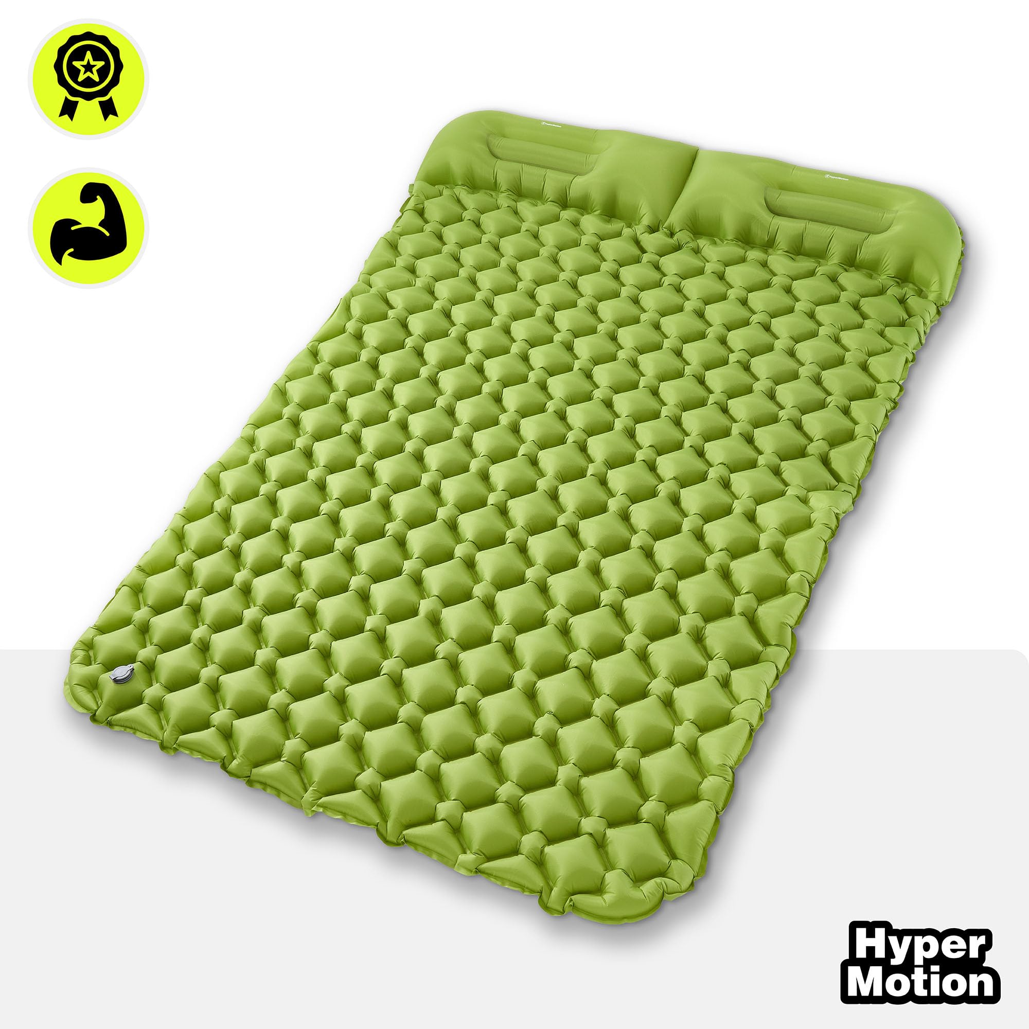 HyperMotion Materac Trekkingowy Campmat 2, Ultralekki, 190x120 cm | 940 g, Miejsce dla 2 Osób, 2 Poduszki, Kompaktowe Składanie, Wygodny Wypoczynek Podczas Biwaków