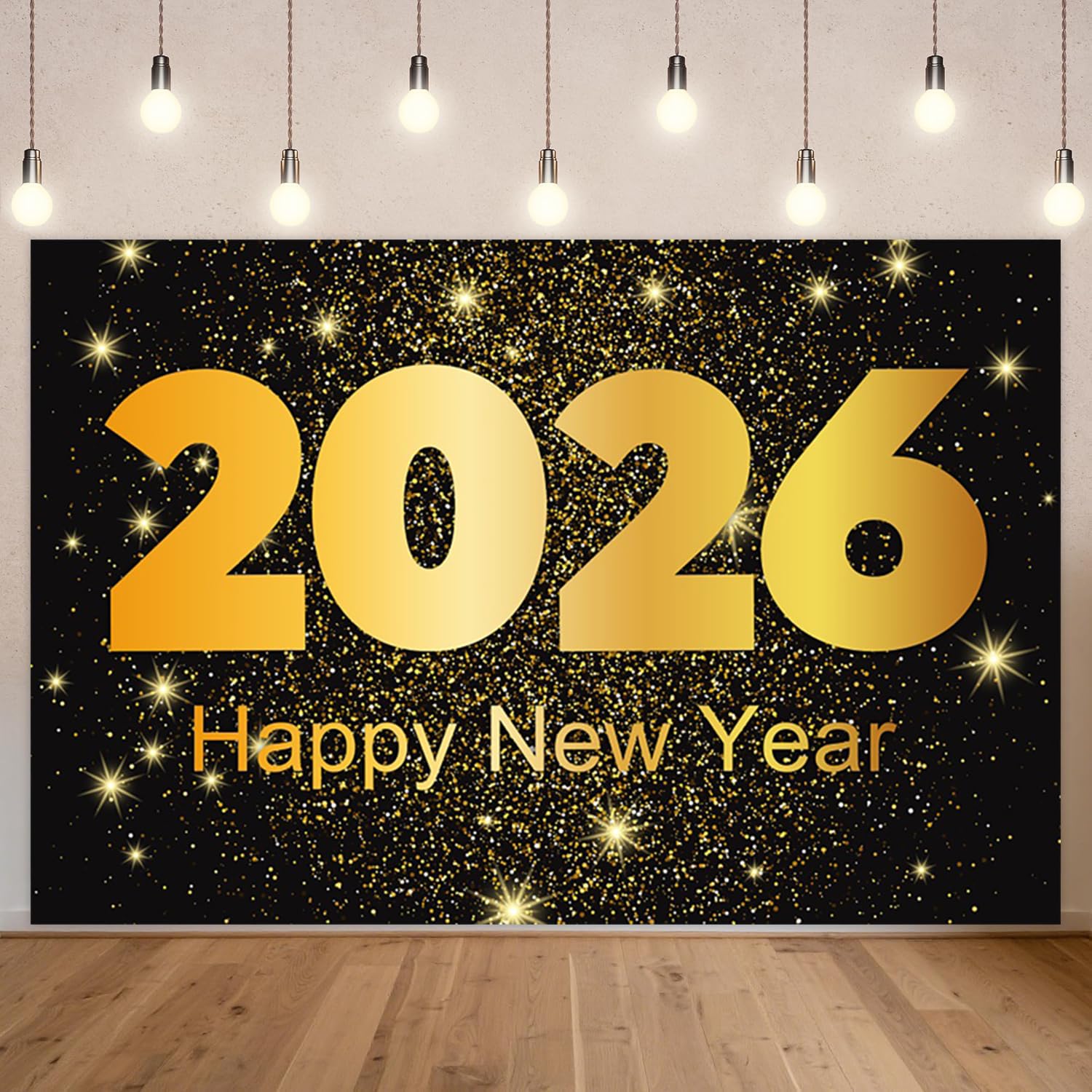 6x3m Sfondo di felice anno nuovo sfondo di lusso dorato 2026 scene saluto scintillante scintillante celebrazione sfondo per applaudimenti al festival festa di Natale