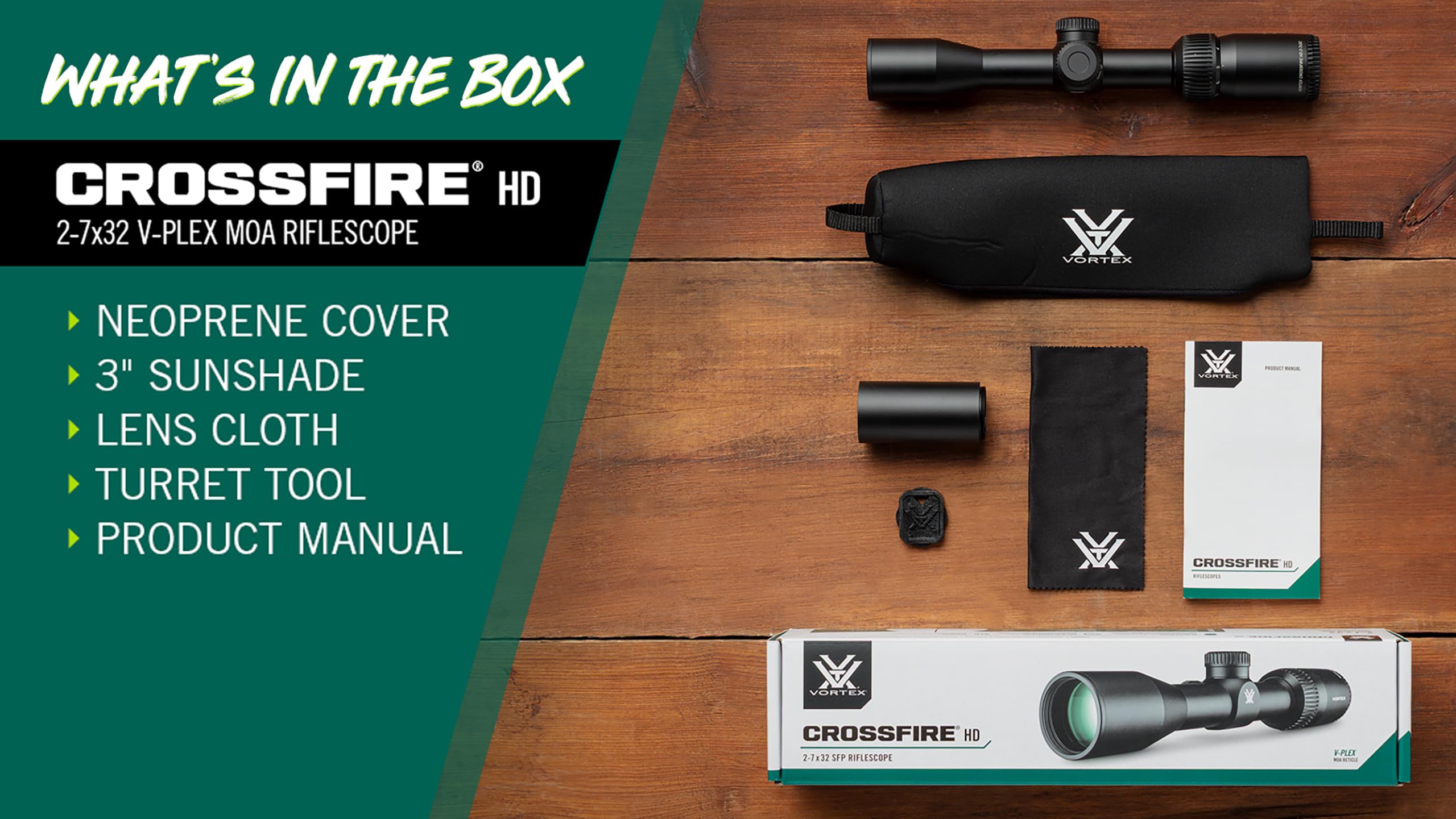 Luneta celownicza VORTEX CROSSFIRE HD 2-7x32 Rimfire 1'' V-PLEX MOA