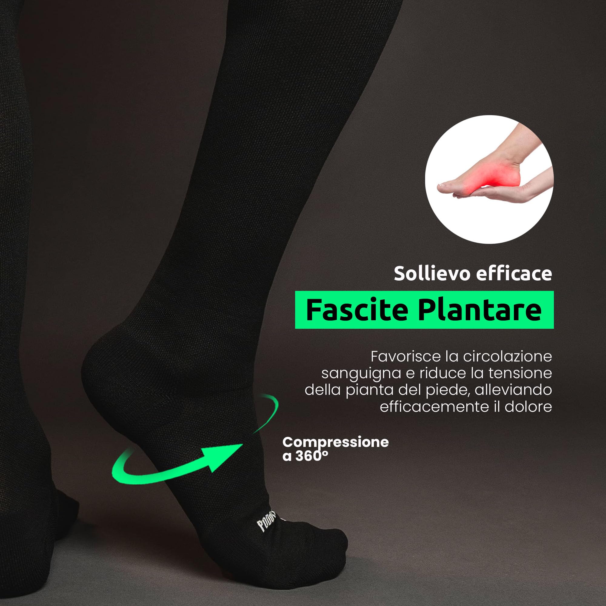 Calze Compressione Graduata per uomo e donna | Calzini Compressivi Sportivi | Tessuto Traspirante Coolmax | Perfetti per sport, lavoro o viaggi