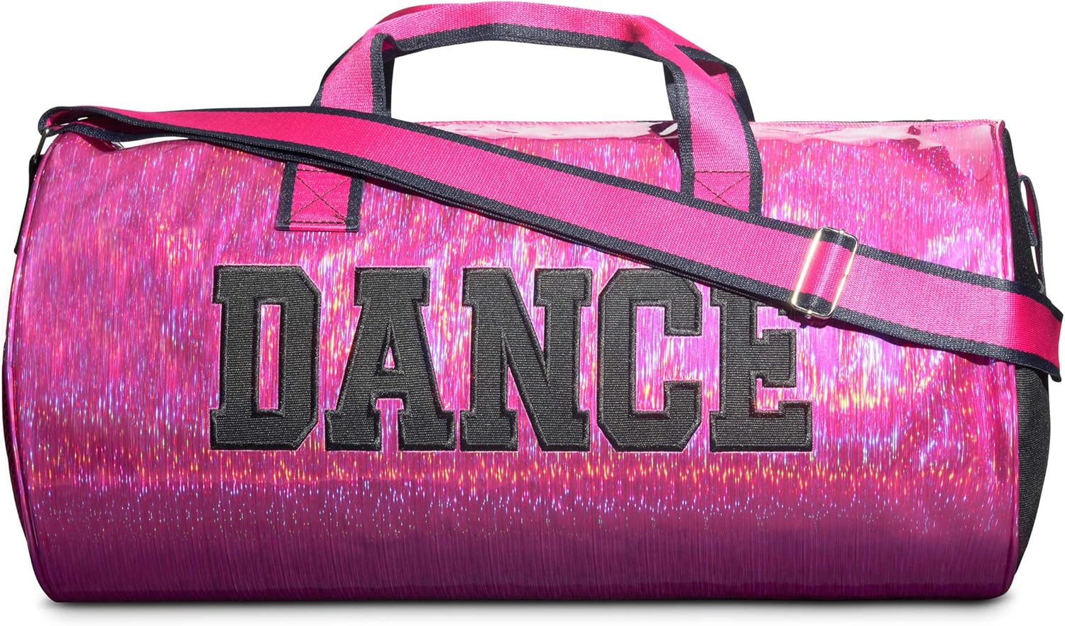 Pink Shimmer Dance Duffle Bag for Girls, Kids Travel Bag with Adjustable Carry on
