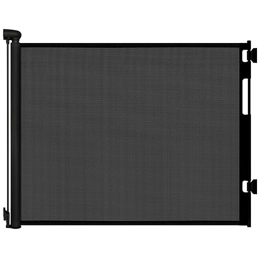 Retractable Baby Gates for Doorways, Mesh Dog Gate for Stairs, Pet Gate Indoor, Extends to 55" Wide 33" Tall, Safety Toddlers Gates for Hallways, Indoor & Outdoor Use, Black