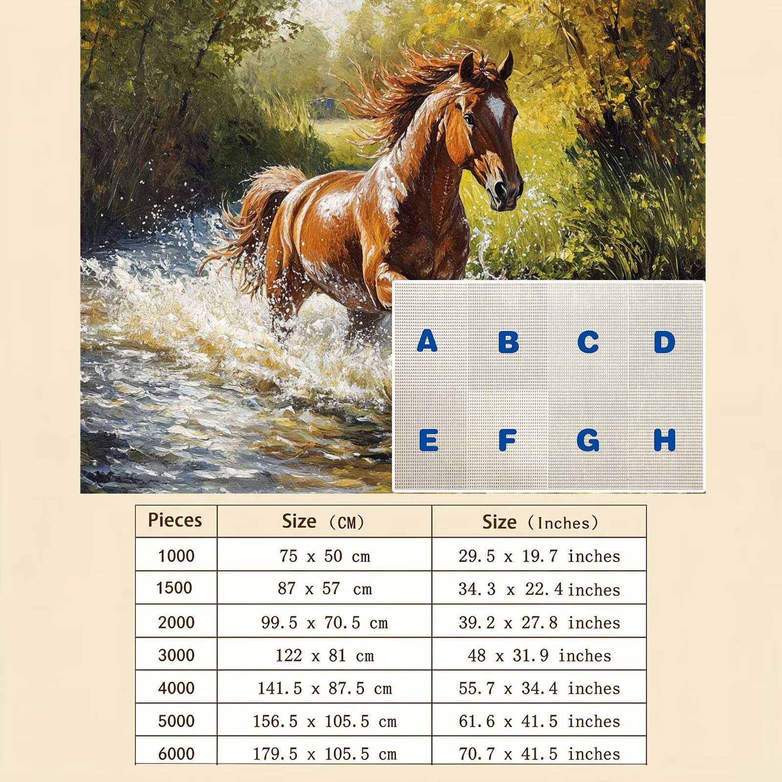 Puzzle 2000 Pezzi Classici, Puzzle cavallo fiume 99 x 70 cm, Gioco Educativo e Antistress in Legno con Poster Incluso, Ttività DIY per Famiglia, Regalo per Appassionati, Decor Parete Casa, f0-658