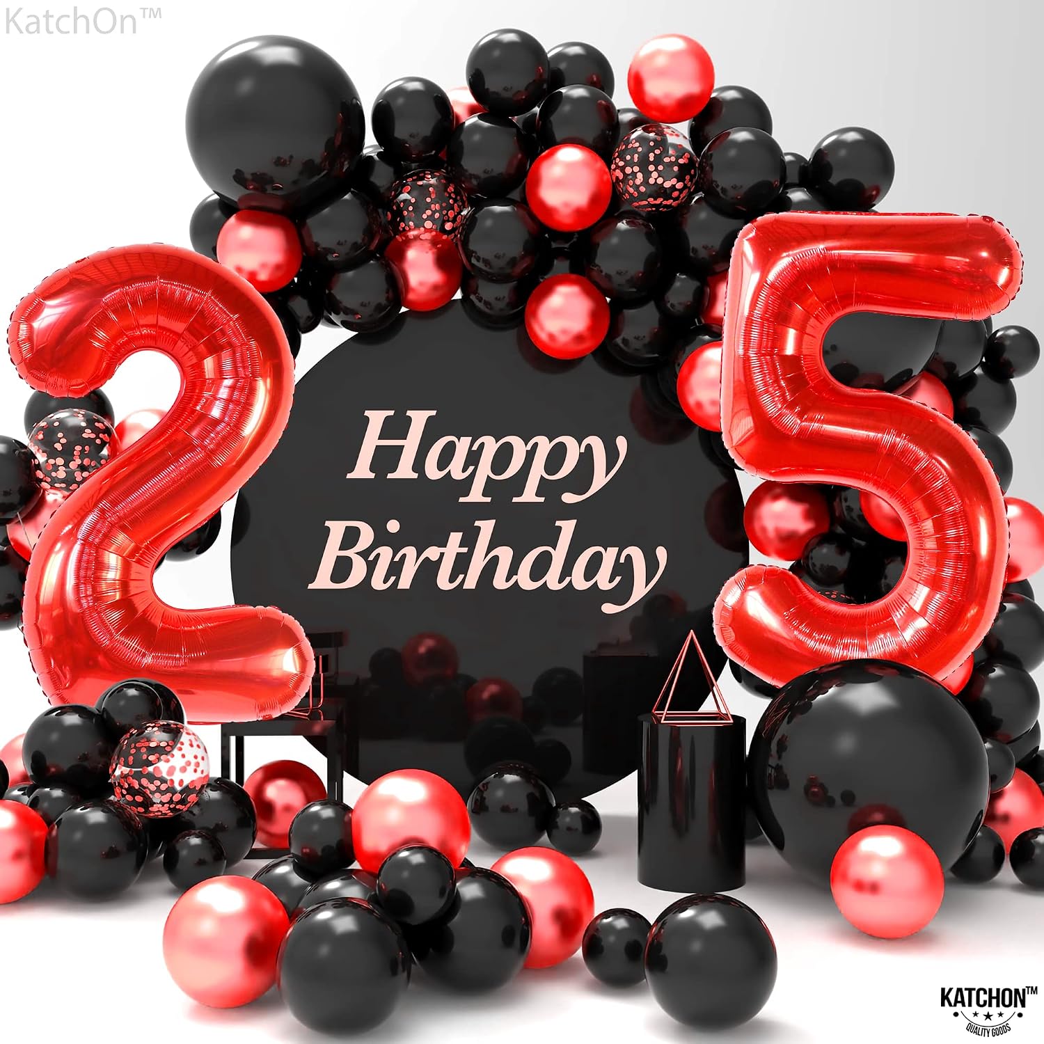 KatchOn 40 Inch Red 25 Balloon Numbers | 25th Birthday Decorations for Women and Men | 25 Years Balloons