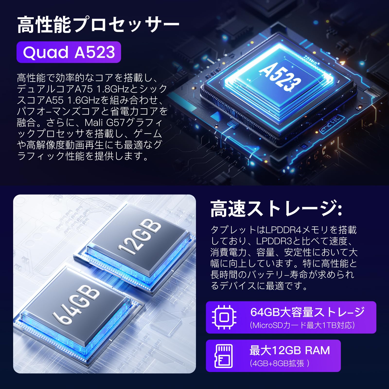 Amazon.co.jp: 【Android 15 タブレット 10インチ Wi-fiモデル】 12GB+
