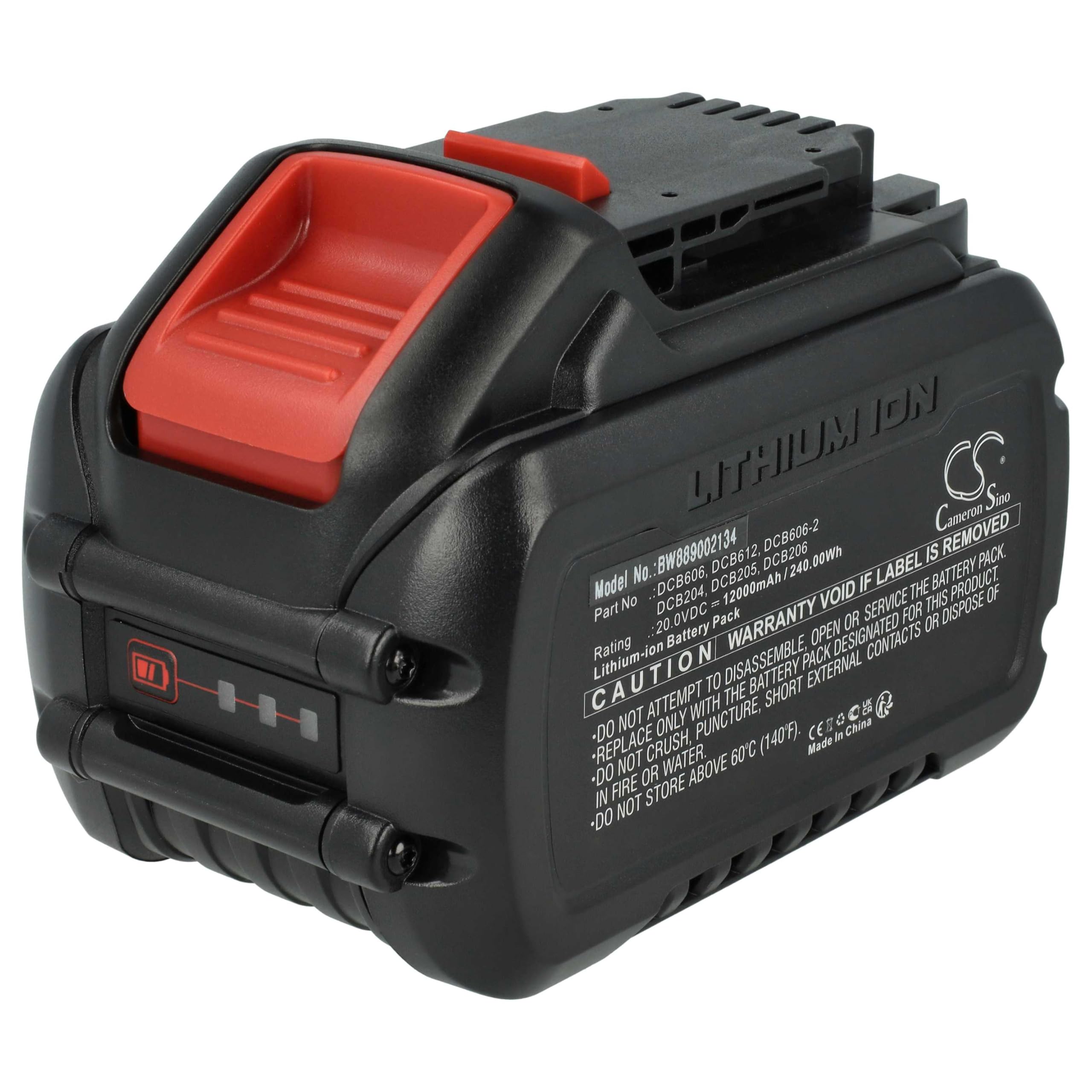 vhbw 1 x bateria kompatybilna z Dewalt DCD791NT, DCD795, DCD791P2, DCD796, DCD796D2, DCD792P2B elektronarzędzia (12000 mAh, Li-Ion, 20 V / 60 V)