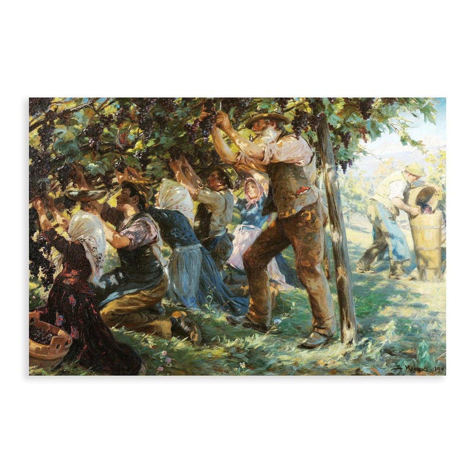 DFJyjFGJJ Peder Severin Krøyer,Wine Harvest in The Tyrol Canvas Poster Wall Art Bedroom Decor Office Room Kitchen Gift 20" L X 30" W