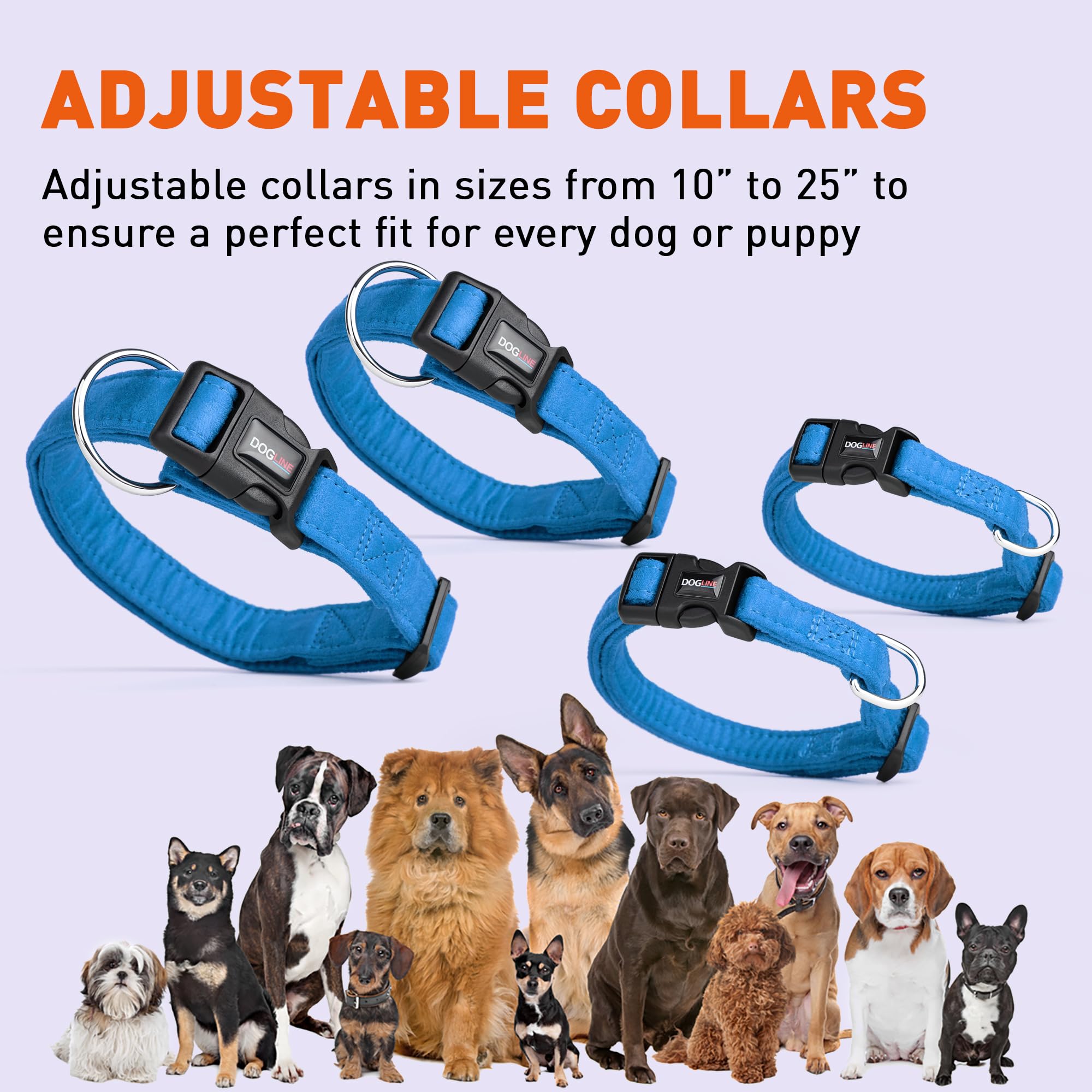 Dogline Comfort Mikrofaser-Halsband Für Hunde – Weich, Verstellbar, Waschbar
