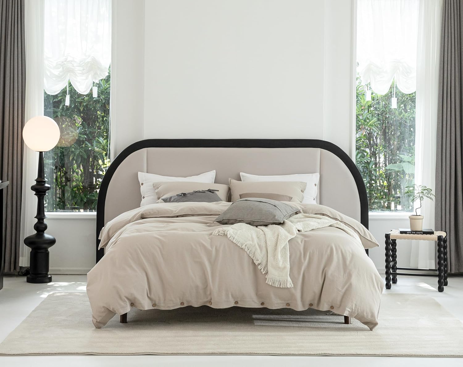 Linen Duvet Cover California King Size Soft Breathable Duvet Cover Set with Buttons Closure, 3 Pieces, 1 Duvet Cover 104x98 Inches and 2 Pillowcase Linen Cotton Blend Duvet Cover,Beige Beige California King