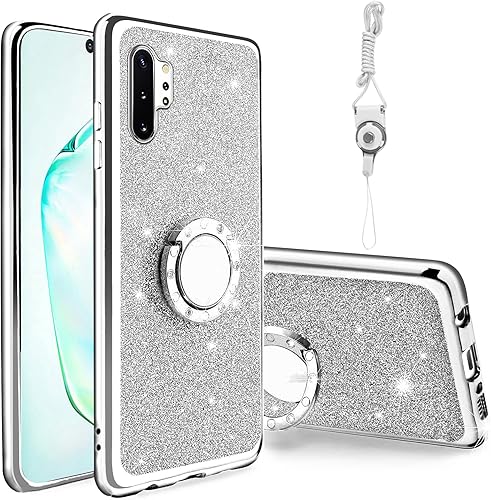 Miniatura 13 de Funda para Samsung Note 20 5G, Galaxy Note 20, protector a prueba de golpes con correa de cordón y anillo para niñas y mujeres, con purpurina