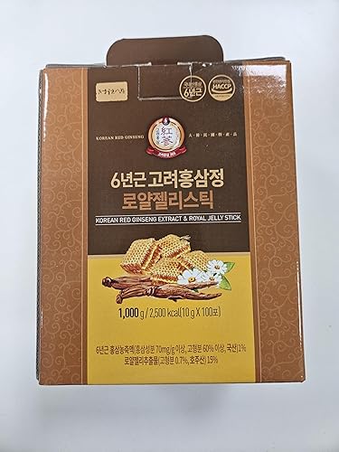 Miniatura 4 de Extracto de ginseng rojo coreano de 6 años y miel real  100 barras  Sabor dulce  70 mg de ginseng, 15% miel australiana  Energía, enfoque, fatiga,
