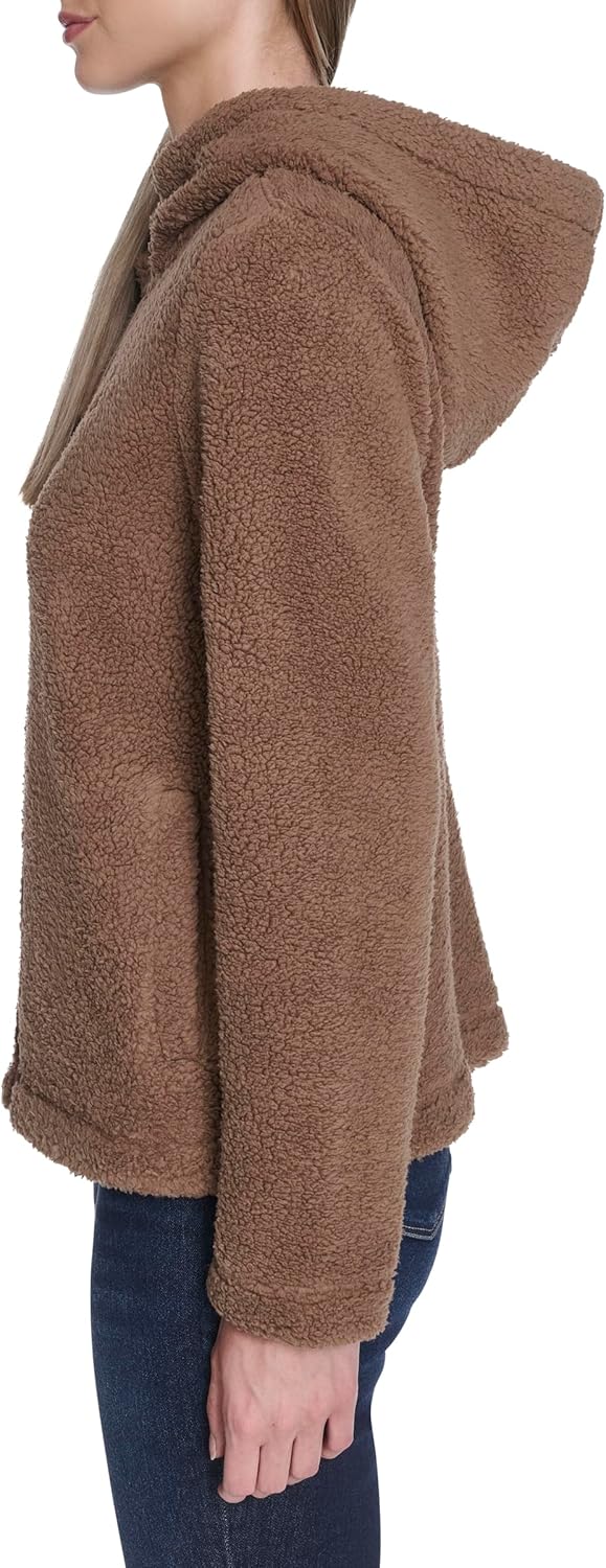 Nautica womens Solid Sherpa Zipup Hoodie Jacket - Image 3