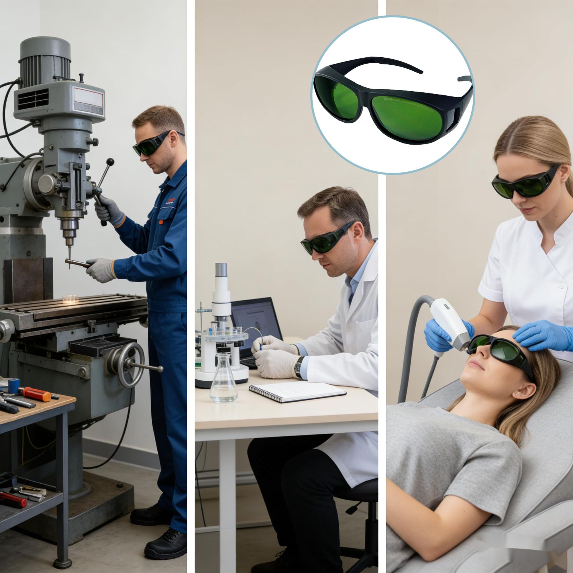 Occhiali Protezione Laser OD6+ per 1064nm 405nm Fiber/UV Laser, Occhiali Certificati (200-450nm & 800-1200nm), VLT 50% Alta Visibilità per Incisore Laser, Taglio e IPL