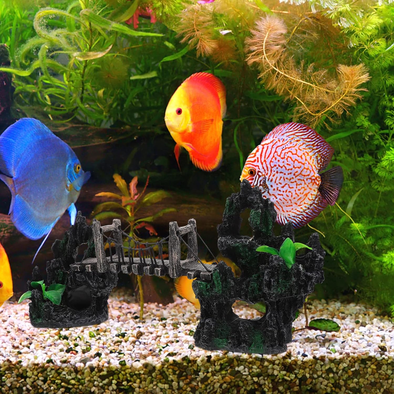 Aquarium Bridge Decorations Rope Bridge Mountains Fish Tank Ornament Aquarium Landscaping Decor