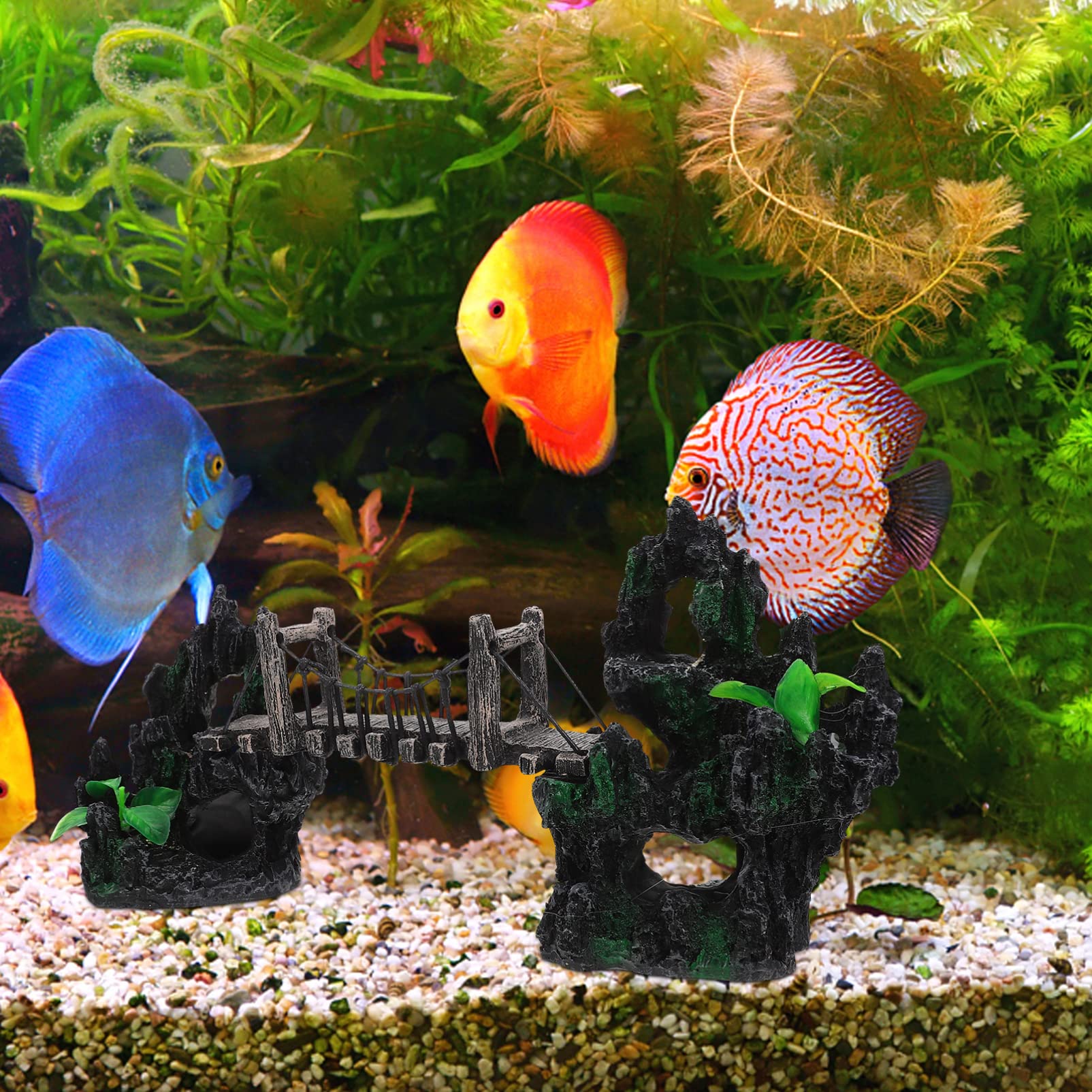 GALPADA Decorazione per Acquario Struttura in Resina Facile da Usare Design Creativo e Semplice, Giocattolo e Passerella di Riposo per Animali Acquatici in Contenitore o Tavolo