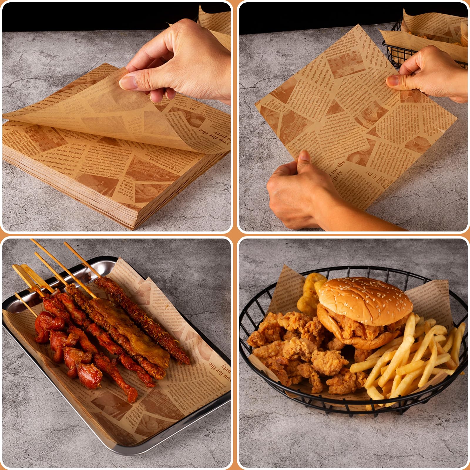 Carta Oleata 200 Fogli 18x18 cm per Alimenti, Resistente all'Olio e al Grasso, Eco-Friendly, Multipurpose